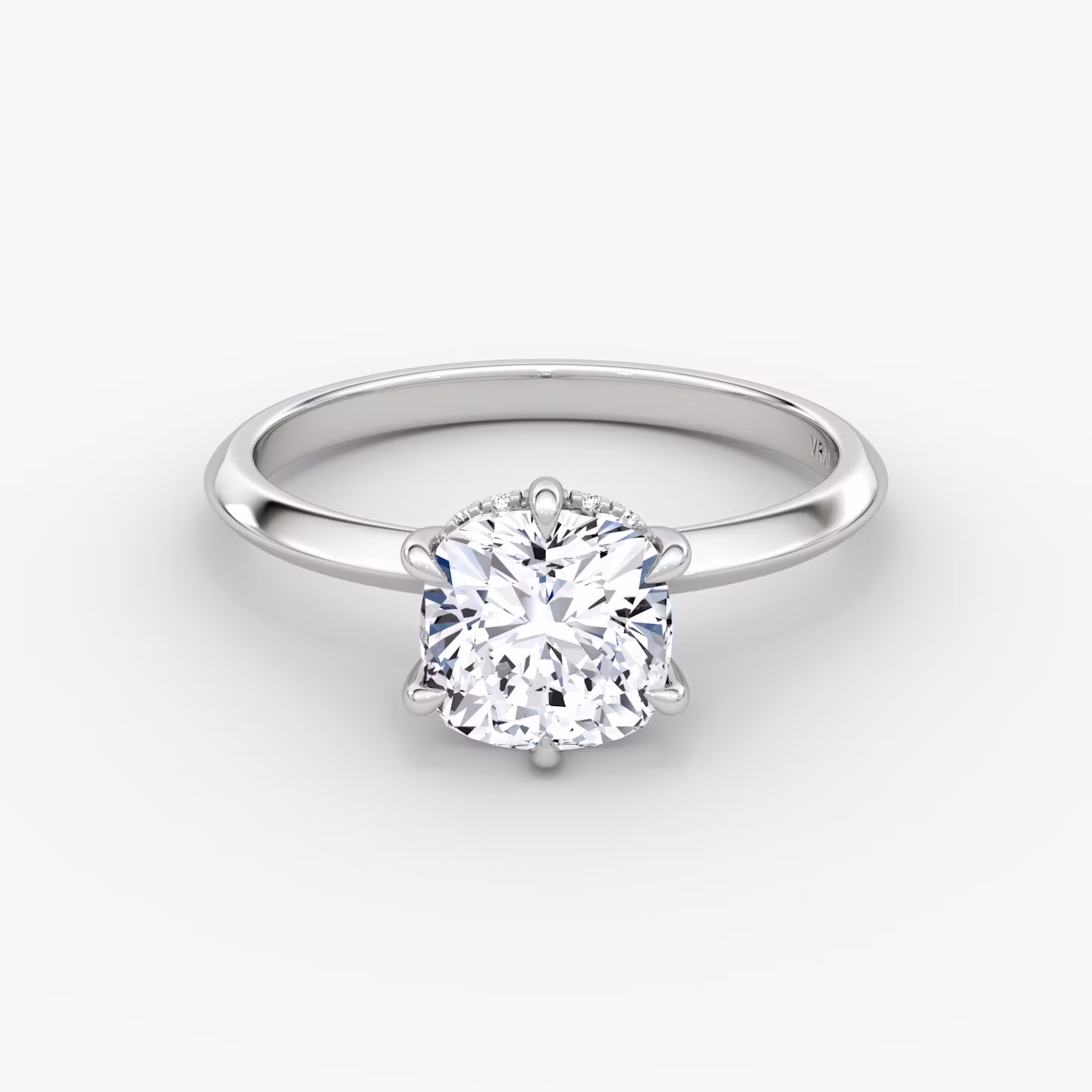 The Knife-Edge | Cushion | Platinum | bandAccent: Plain | hiddenHalo: yes | diamondOrientation: vertical | caratWeight: other