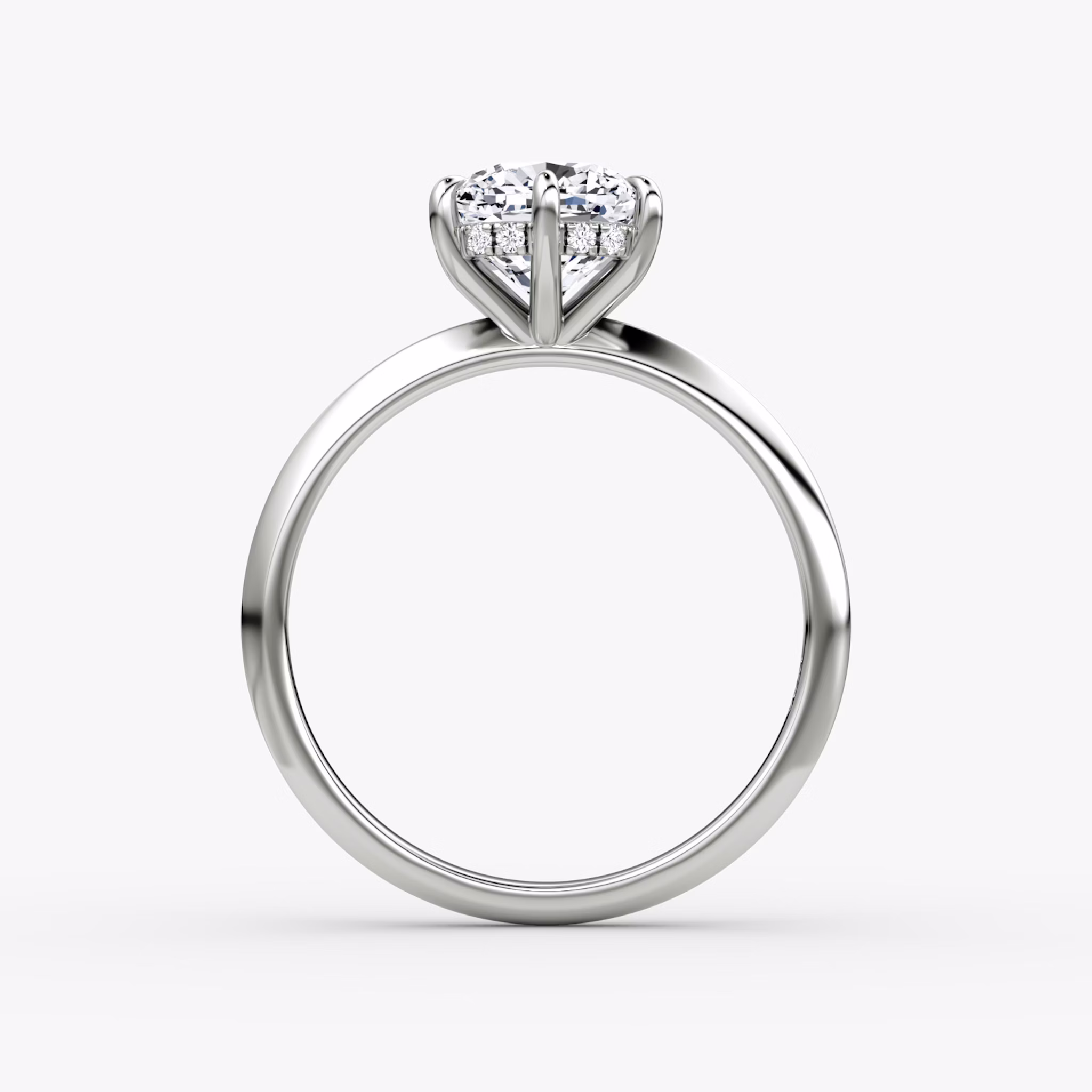 The Knife-Edge | Cushion | 18k | White Gold | bandAccent: Plain | hiddenHalo: yes | diamondOrientation: vertical | caratWeight: other