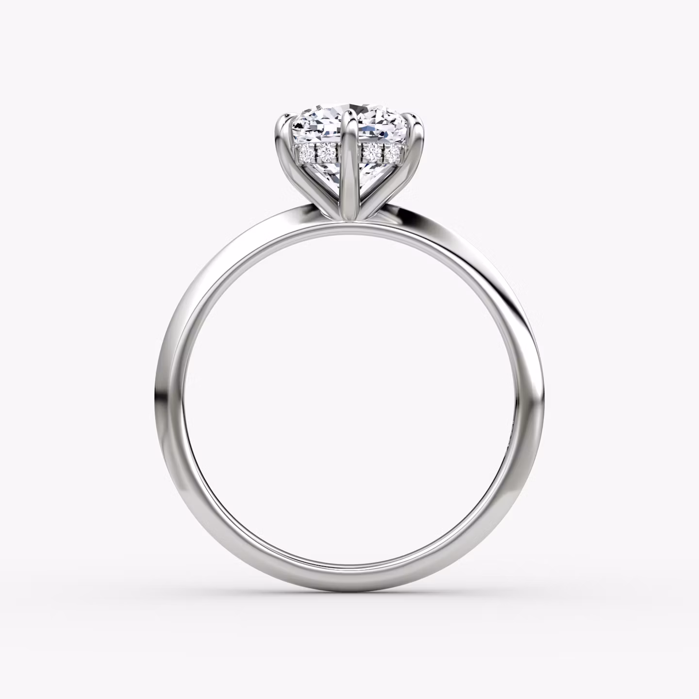 The Knife-Edge | Cushion | Platinum | bandAccent: Plain | hiddenHalo: yes | diamondOrientation: vertical | caratWeight: other