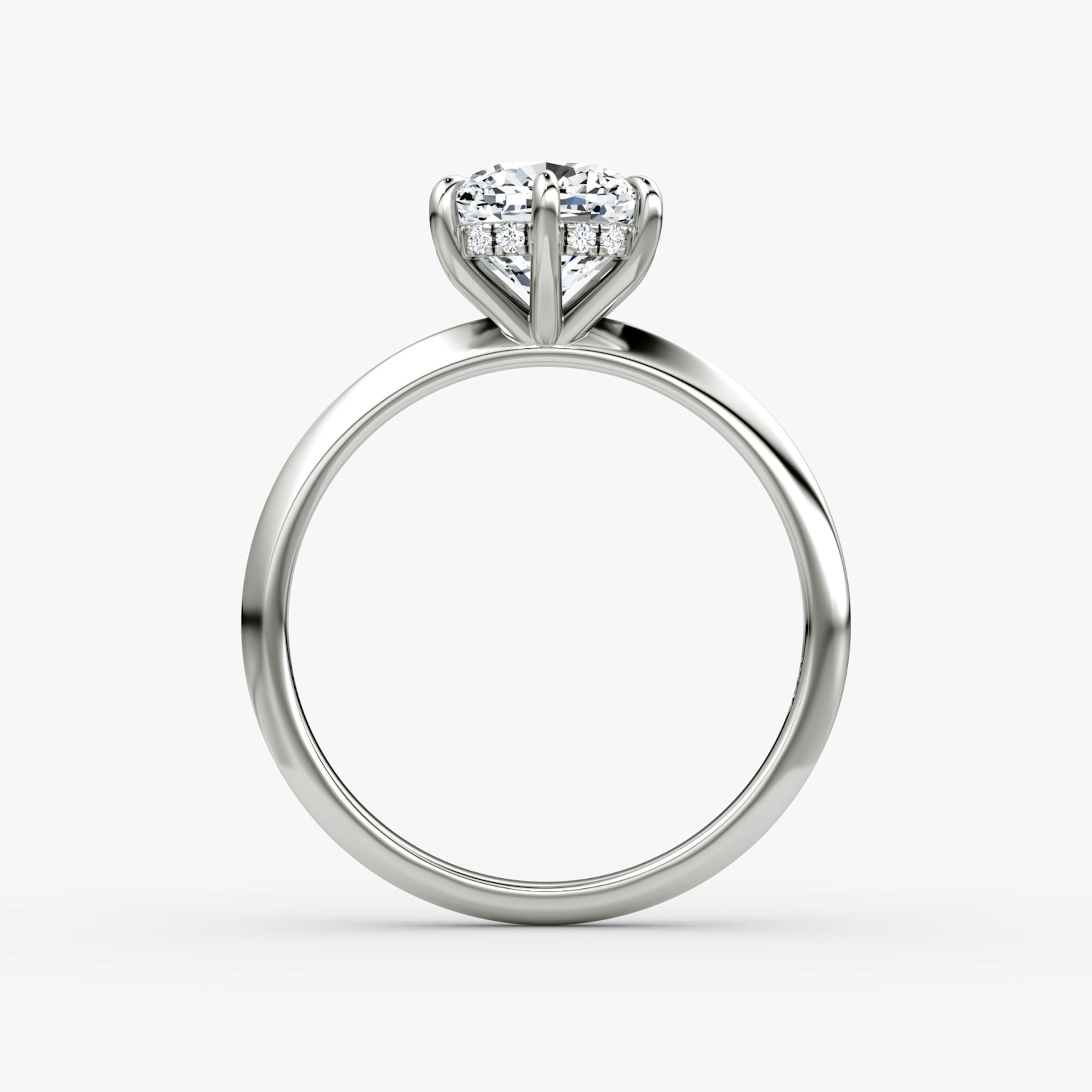 The Knife-Edge | Cushion | 18k | White Gold | bandAccent: Plain | hiddenHalo: yes | diamondOrientation: vertical | caratWeight: other