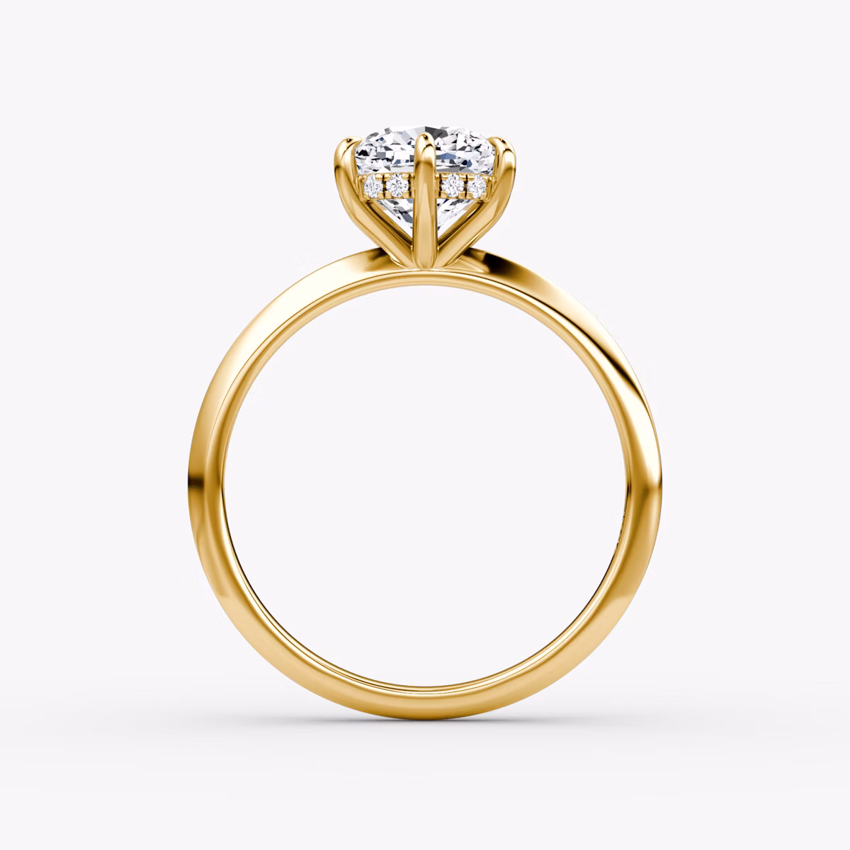 Knife-Edge | Cushion | 18k | Gelbgold | bandAccent: Ohne Pavé-Besatz | hiddenHalo: yes | diamondOrientation: vertical | caratWeight: other
