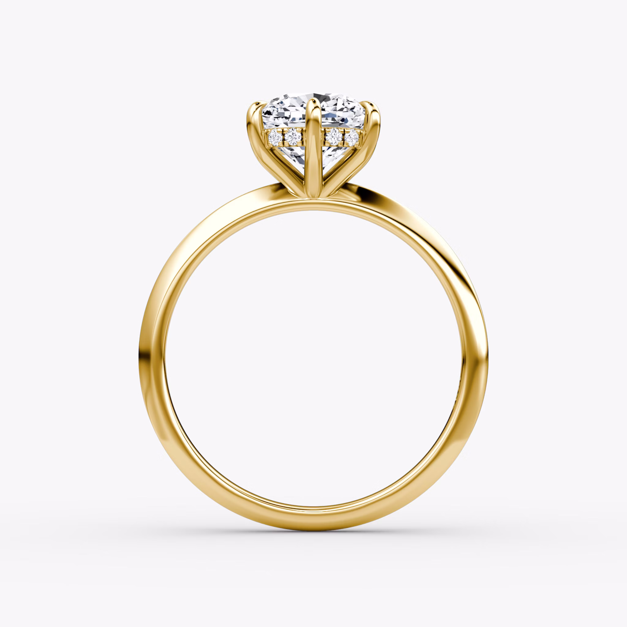 The Knife-Edge | Cushion | 18k | Yellow Gold | bandAccent: Plain | hiddenHalo: yes | diamondOrientation: vertical | caratWeight: other