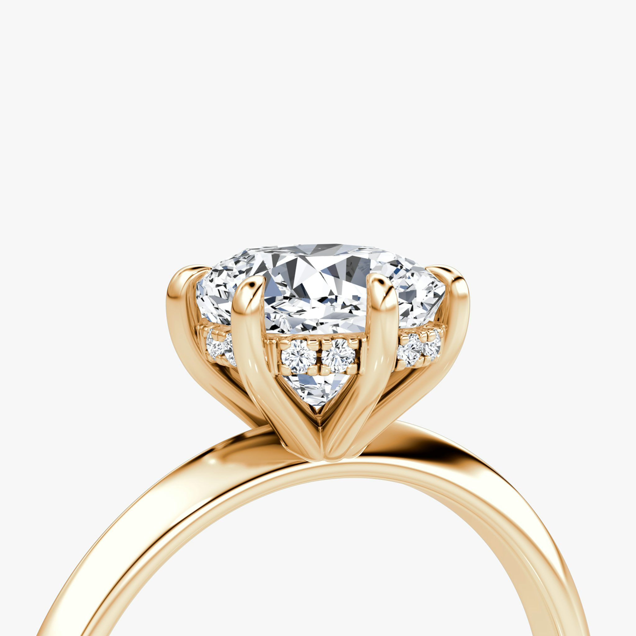 The Knife-Edge | Cushion | 14k | Rose Gold | bandAccent: Plain | hiddenHalo: yes | diamondOrientation: vertical | caratWeight: other