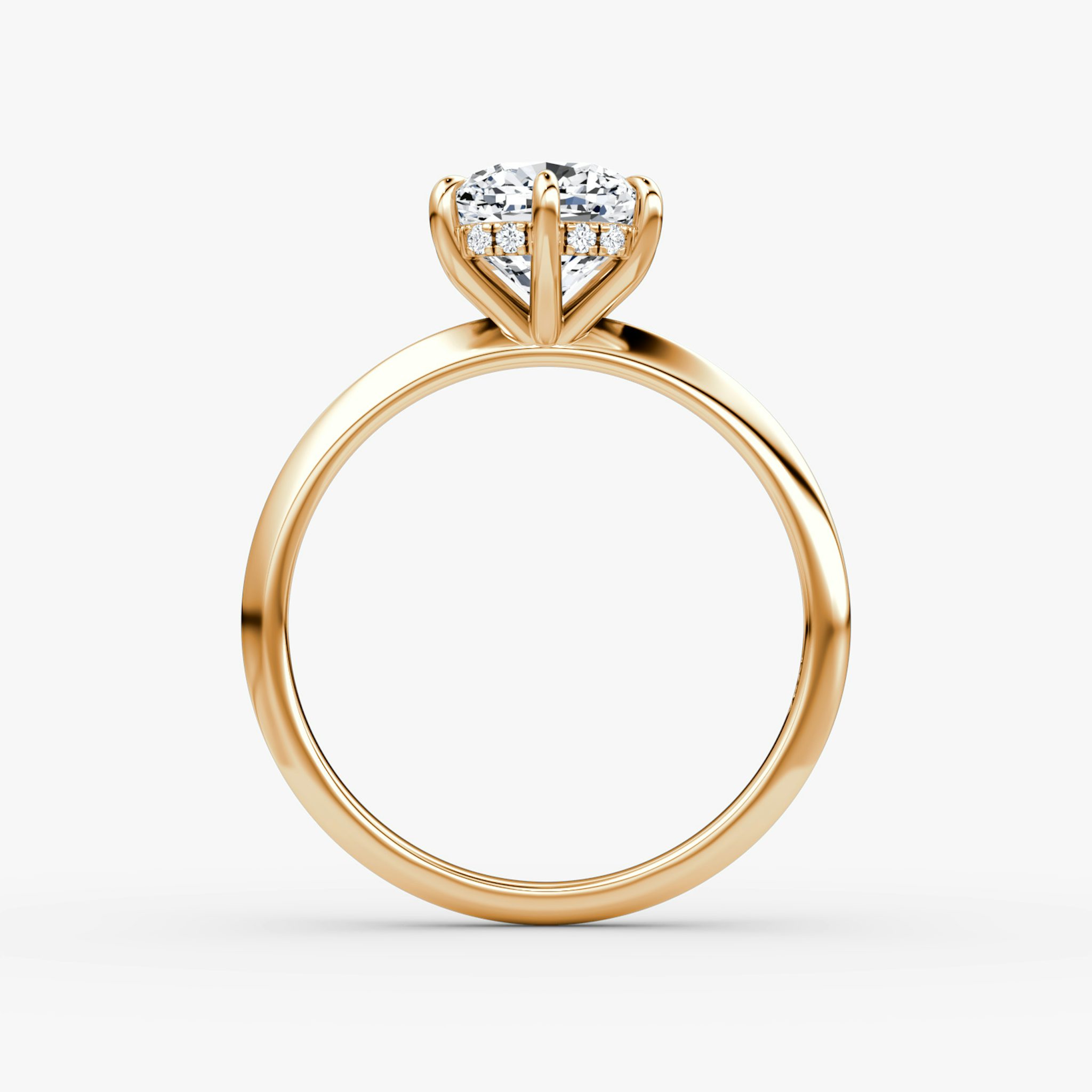 The Knife-Edge | Cushion | 14k | Rose Gold | bandAccent: Plain | hiddenHalo: yes | diamondOrientation: vertical | caratWeight: other