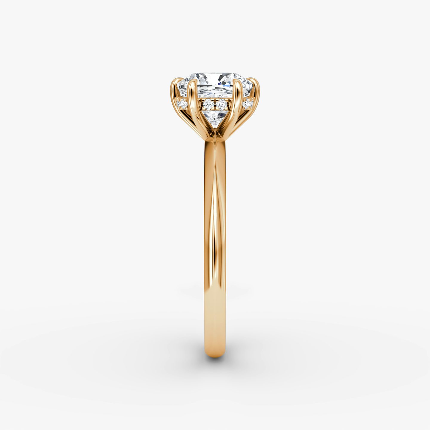 Knife-Edge | Cushion | 14k | Roségold | bandAccent: Ohne Pavé-Besatz | hiddenHalo: yes | diamondOrientation: vertical | caratWeight: other