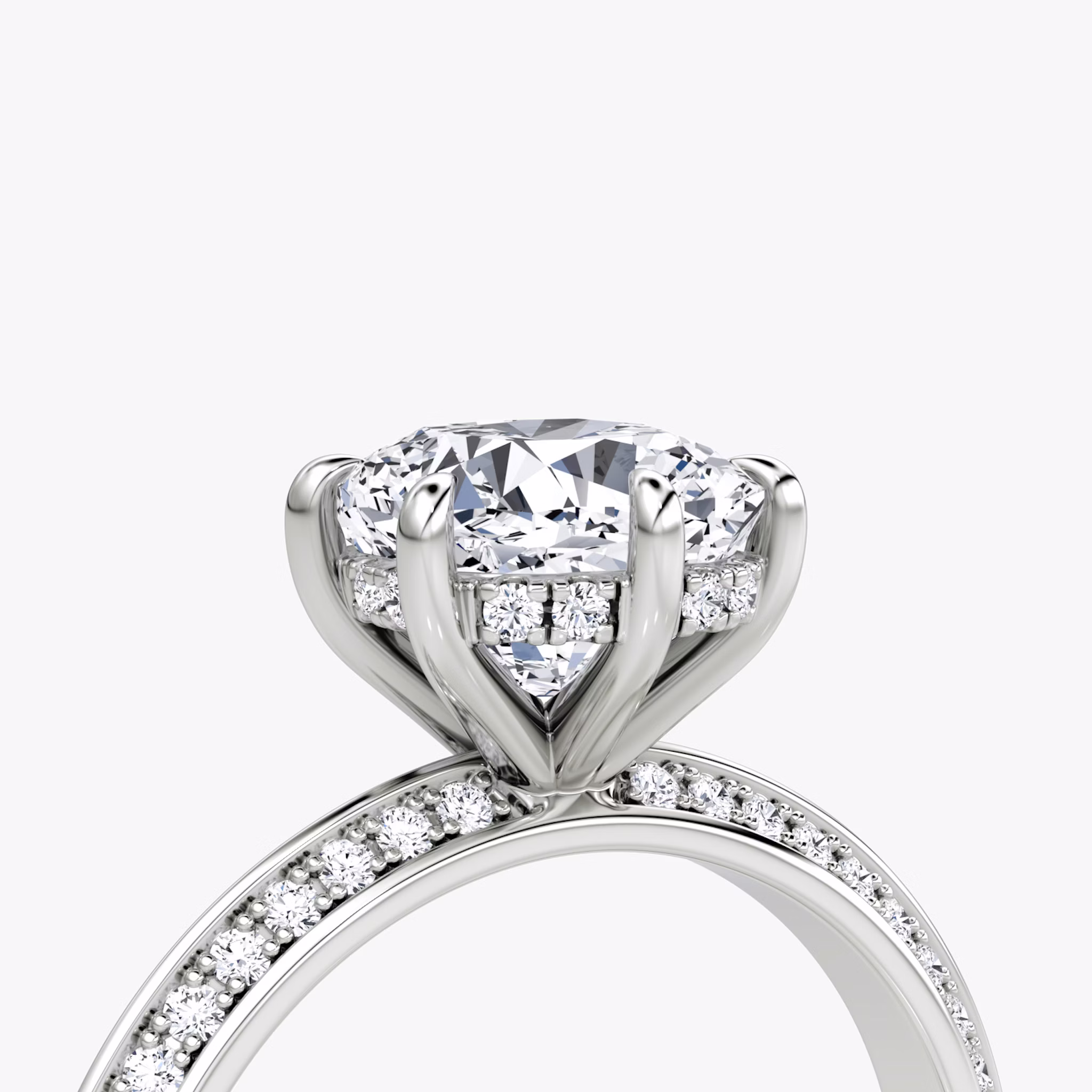 The Knife-Edge | Cushion | 18k | White Gold | bandAccent: Pavé | hiddenHalo: yes | diamondOrientation: vertical | caratWeight: other