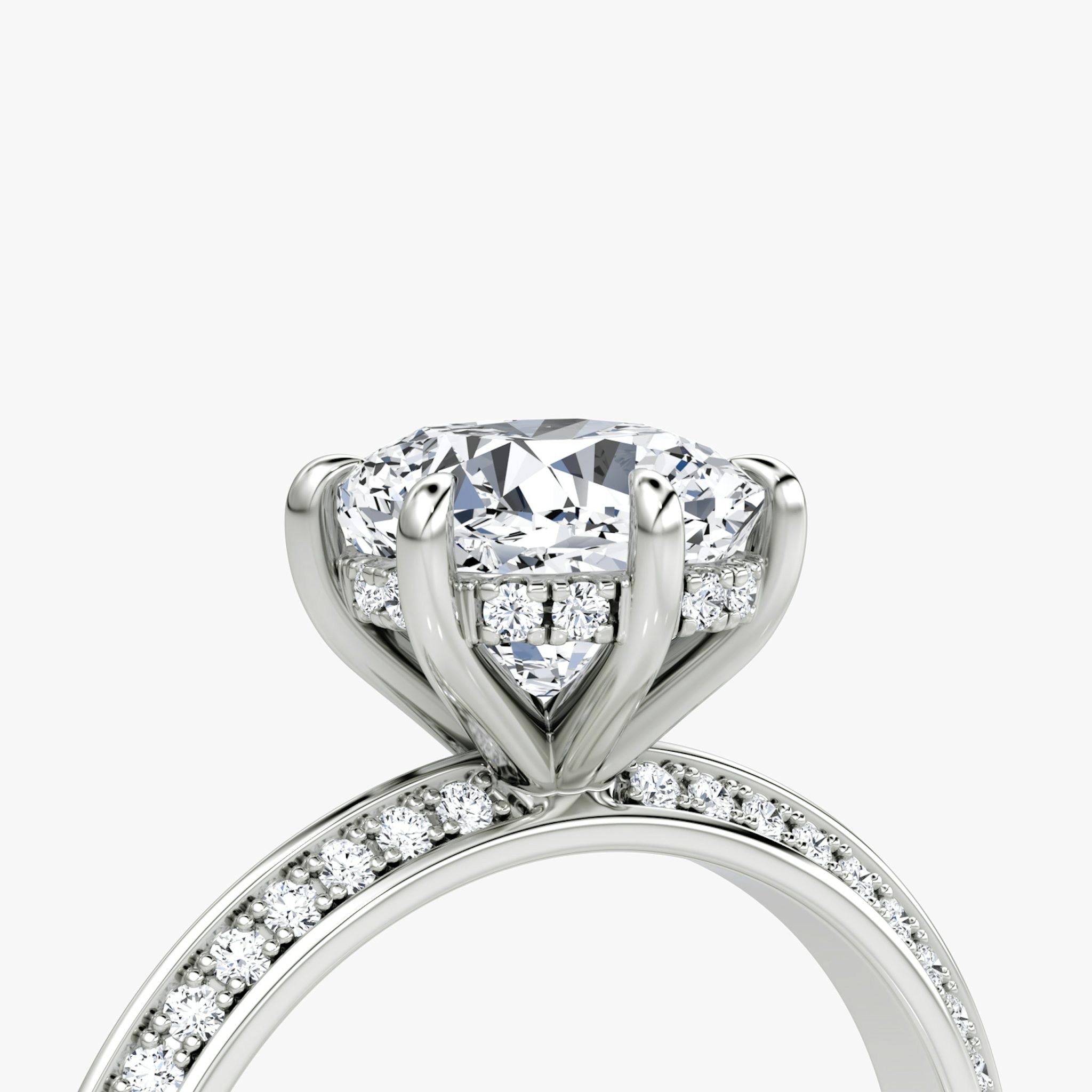 The Knife-Edge | Cushion | 18k | White Gold | bandAccent: Pavé | hiddenHalo: yes | diamondOrientation: vertical | caratWeight: other