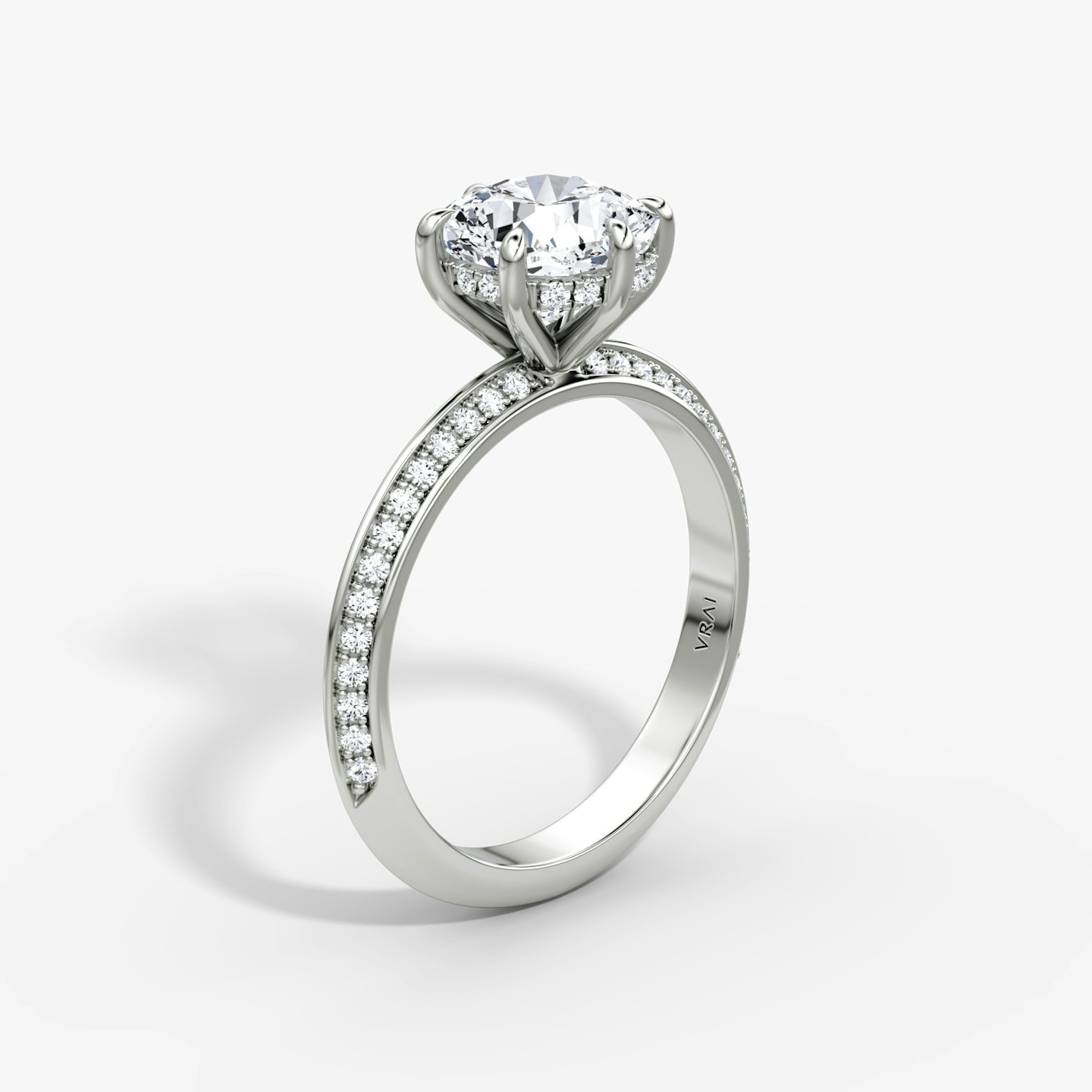 The Knife-Edge | Cushion | Platinum | bandAccent: Pavé | hiddenHalo: yes | diamondOrientation: vertical | caratWeight: other
