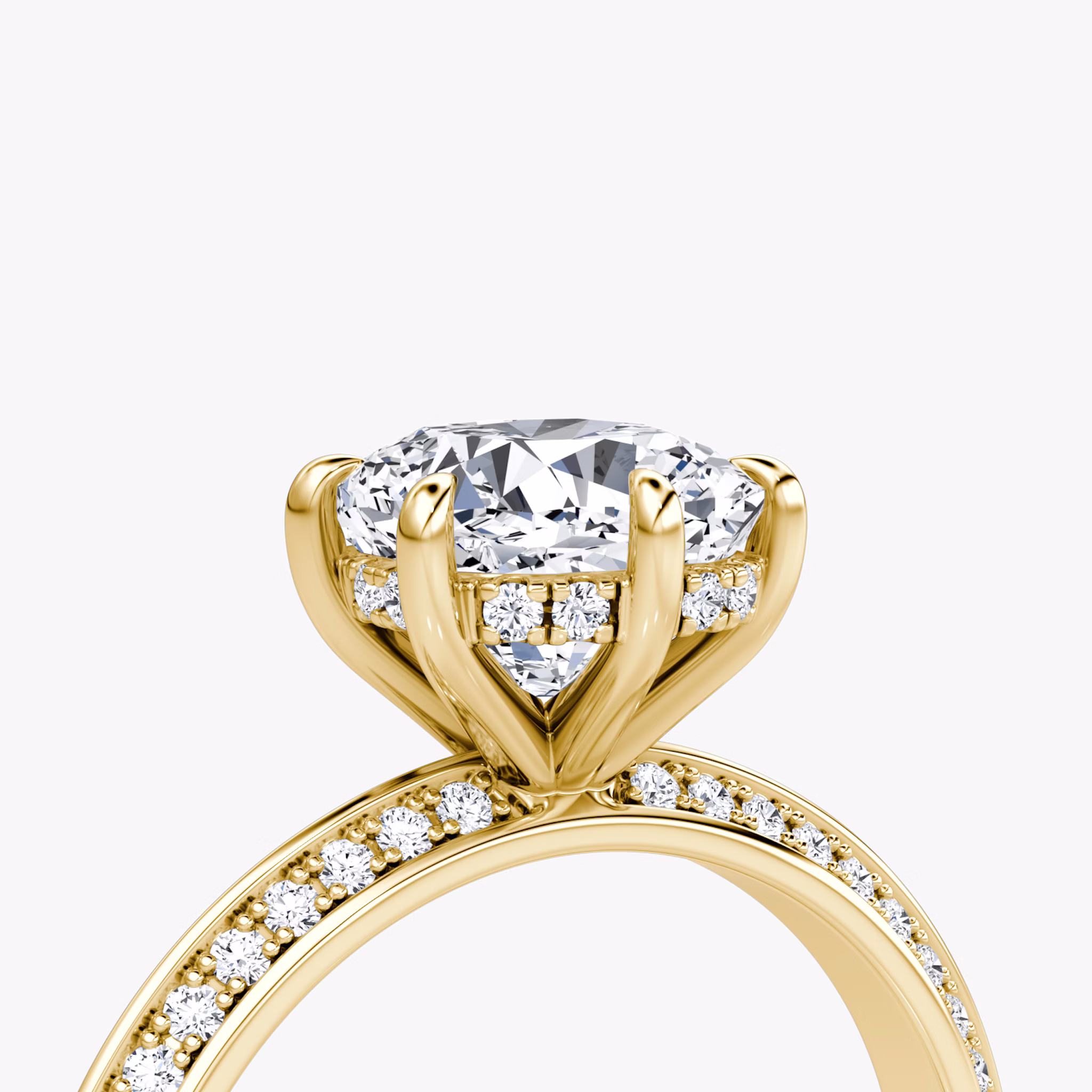 The Knife-Edge | Cushion | 18k | Yellow Gold | bandAccent: Pavé | hiddenHalo: yes | diamondOrientation: vertical | caratWeight: other