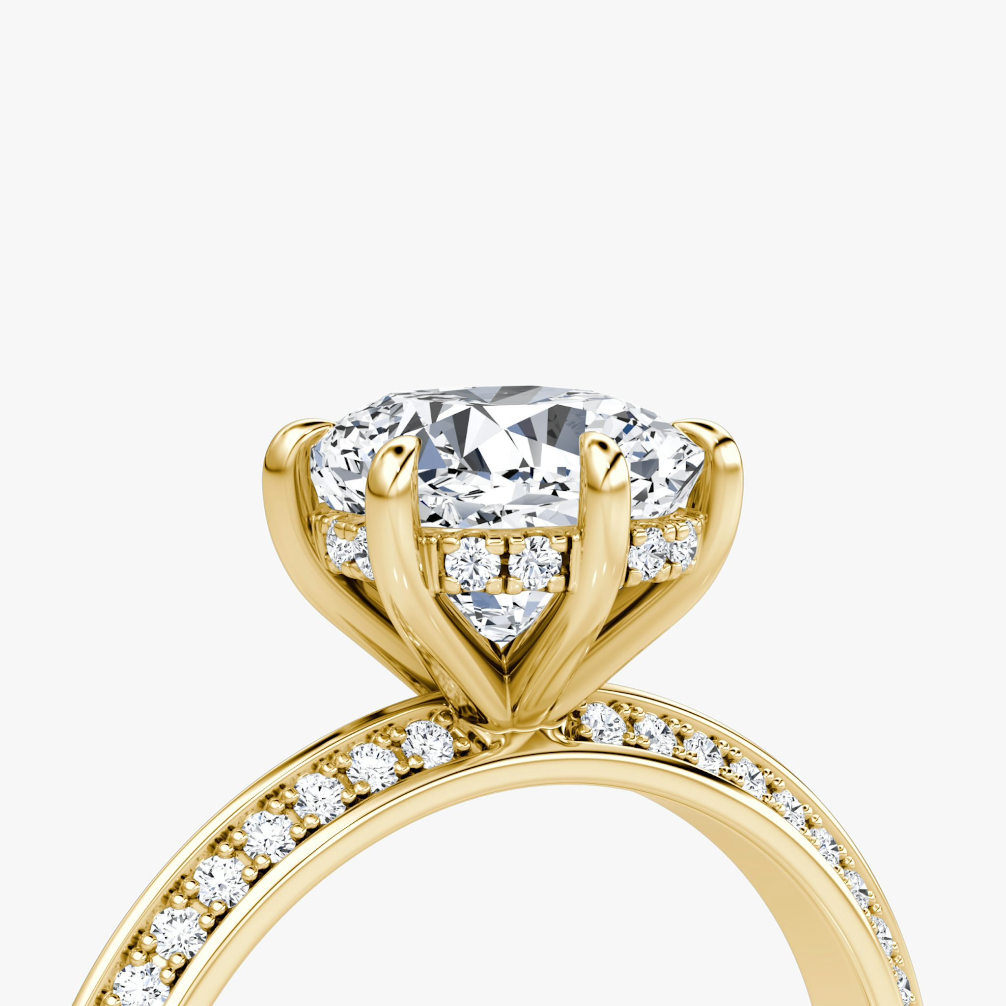 The Knife-Edge | Cushion | 18k | Yellow Gold | bandAccent: Pavé | hiddenHalo: yes | diamondOrientation: vertical | caratWeight: other