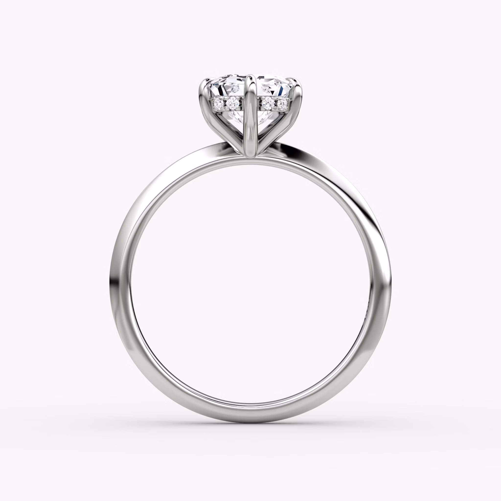 The Knife-Edge | Emerald | 18k | White Gold | bandAccent: Plain | hiddenHalo: yes | diamondOrientation: vertical | caratWeight: other