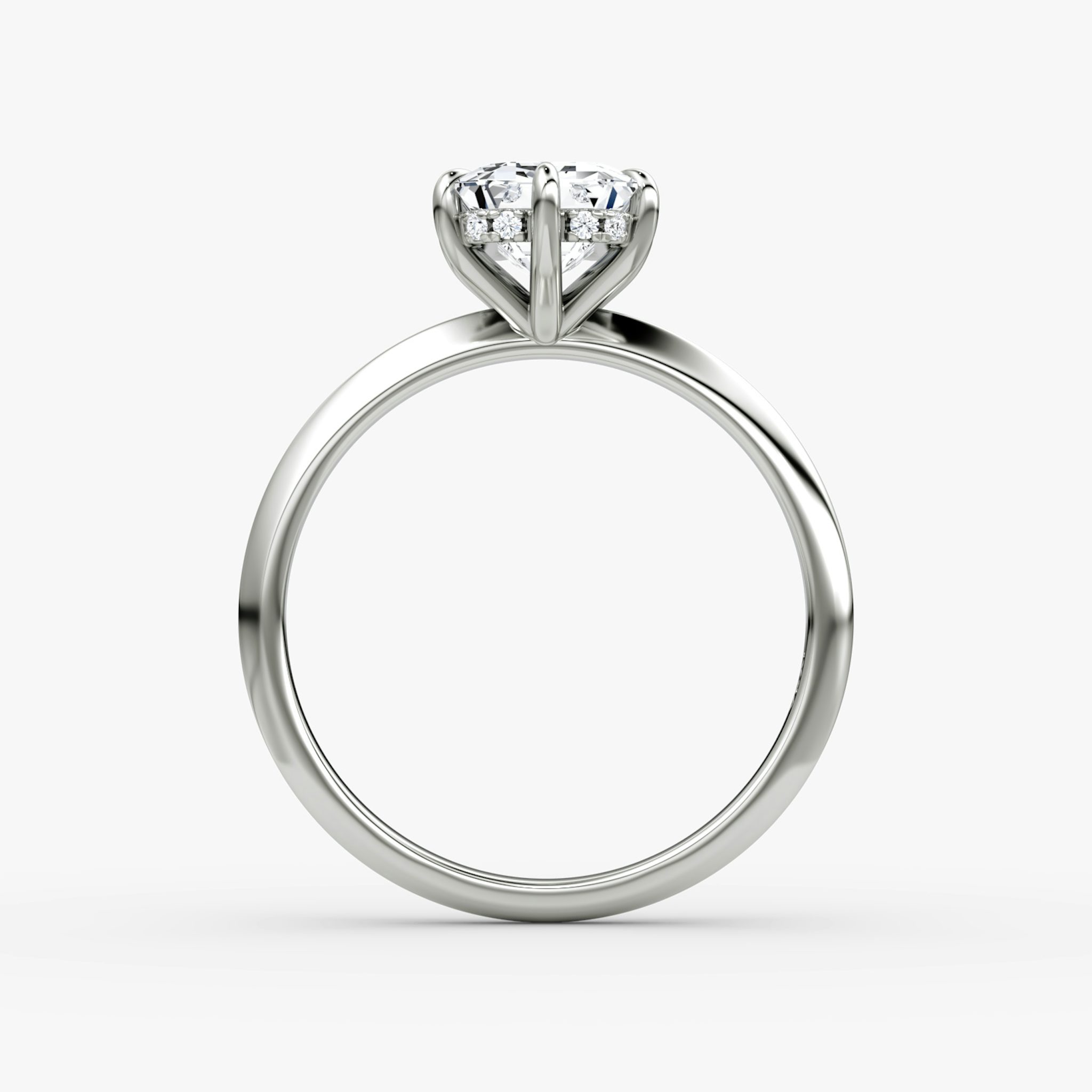 The Knife-Edge | Emerald | 18k | White Gold | bandAccent: Plain | hiddenHalo: yes | diamondOrientation: vertical | caratWeight: other