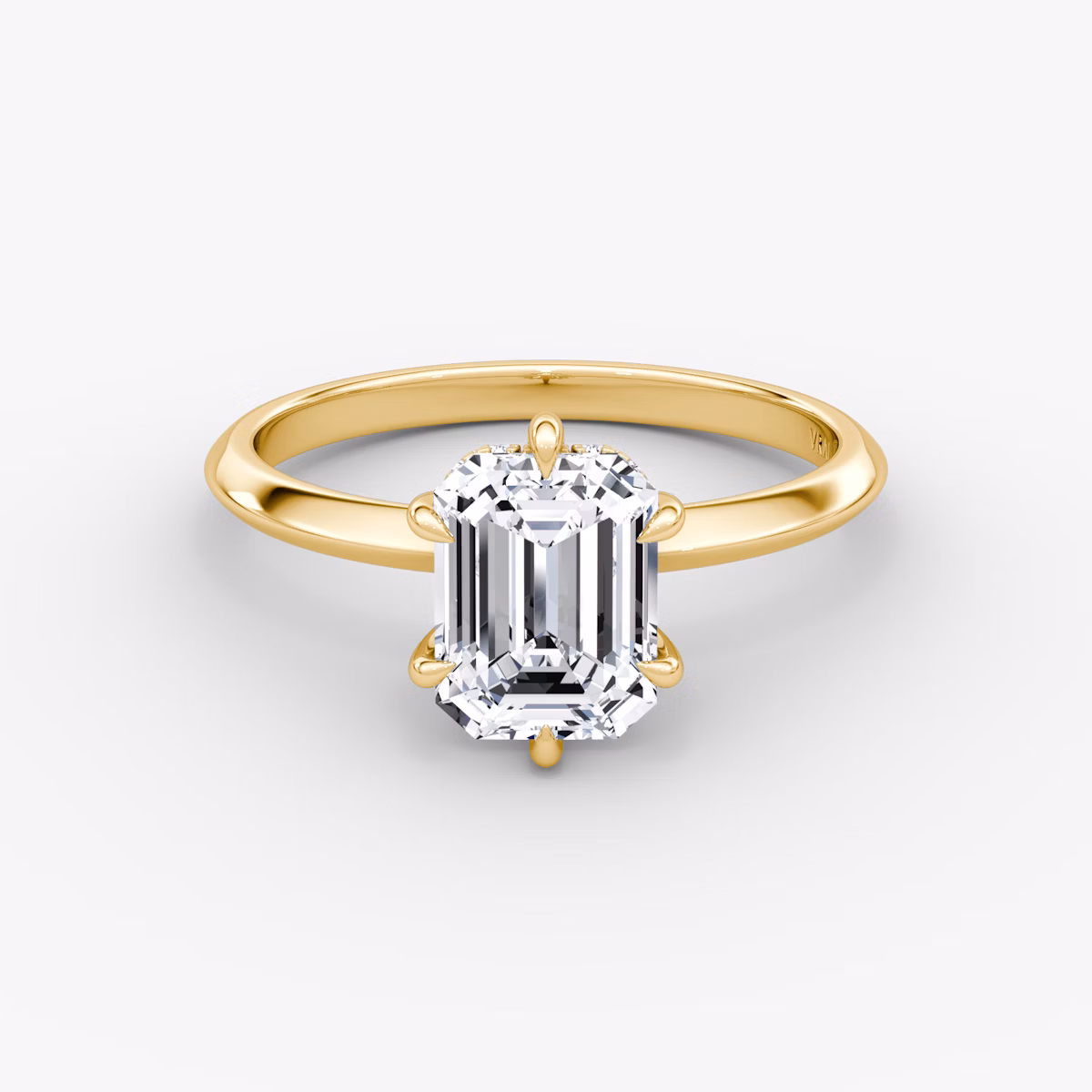 Knife-Edge | Emerald | 18k | Gelbgold | bandAccent: Ohne Pavé-Besatz | hiddenHalo: yes | diamondOrientation: vertical | caratWeight: other