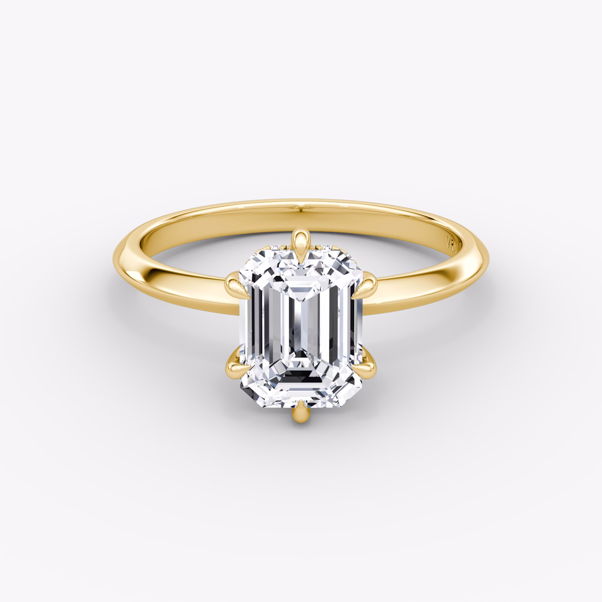 The Knife-Edge | Emerald | 18k | Yellow Gold | bandAccent: Plain | hiddenHalo: yes | diamondOrientation: vertical | caratWeight: other