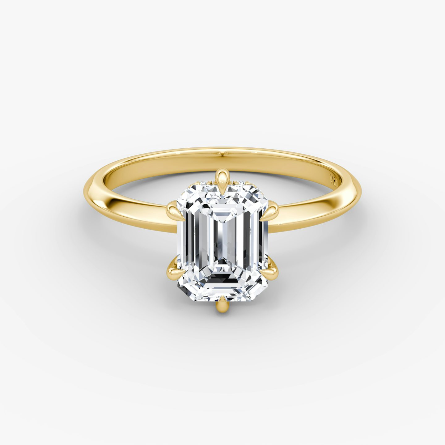 The Knife-Edge | Emerald | 18k | Yellow Gold | bandAccent: Plain | hiddenHalo: yes | diamondOrientation: vertical | caratWeight: other