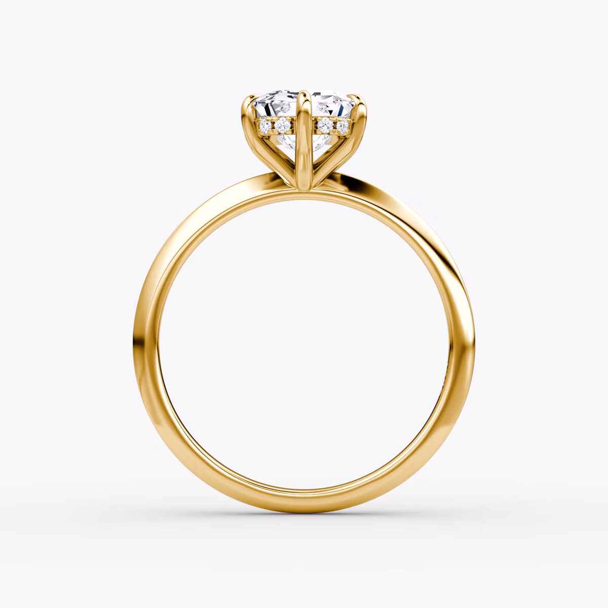 Knife-Edge | Emerald | 18k | Gelbgold | bandAccent: Ohne Pavé-Besatz | hiddenHalo: yes | diamondOrientation: vertical | caratWeight: other