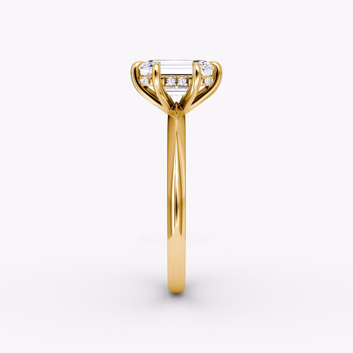 Knife-Edge | Emerald | 18k | Gelbgold | bandAccent: Ohne Pavé-Besatz | hiddenHalo: yes | diamondOrientation: vertical | caratWeight: other
