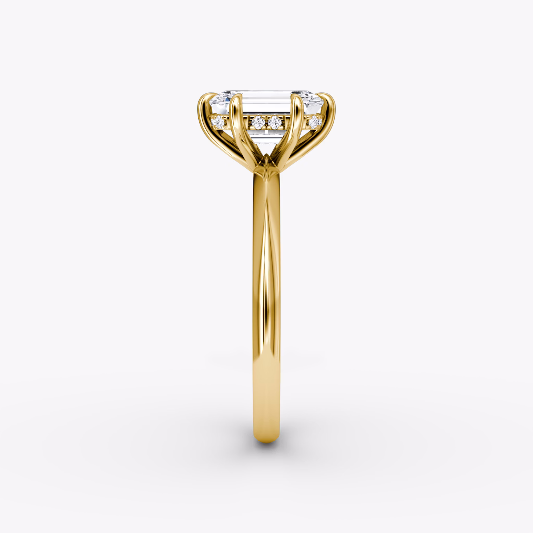 The Knife-Edge | Emerald | 18k | Yellow Gold | bandAccent: Plain | hiddenHalo: yes | diamondOrientation: vertical | caratWeight: other