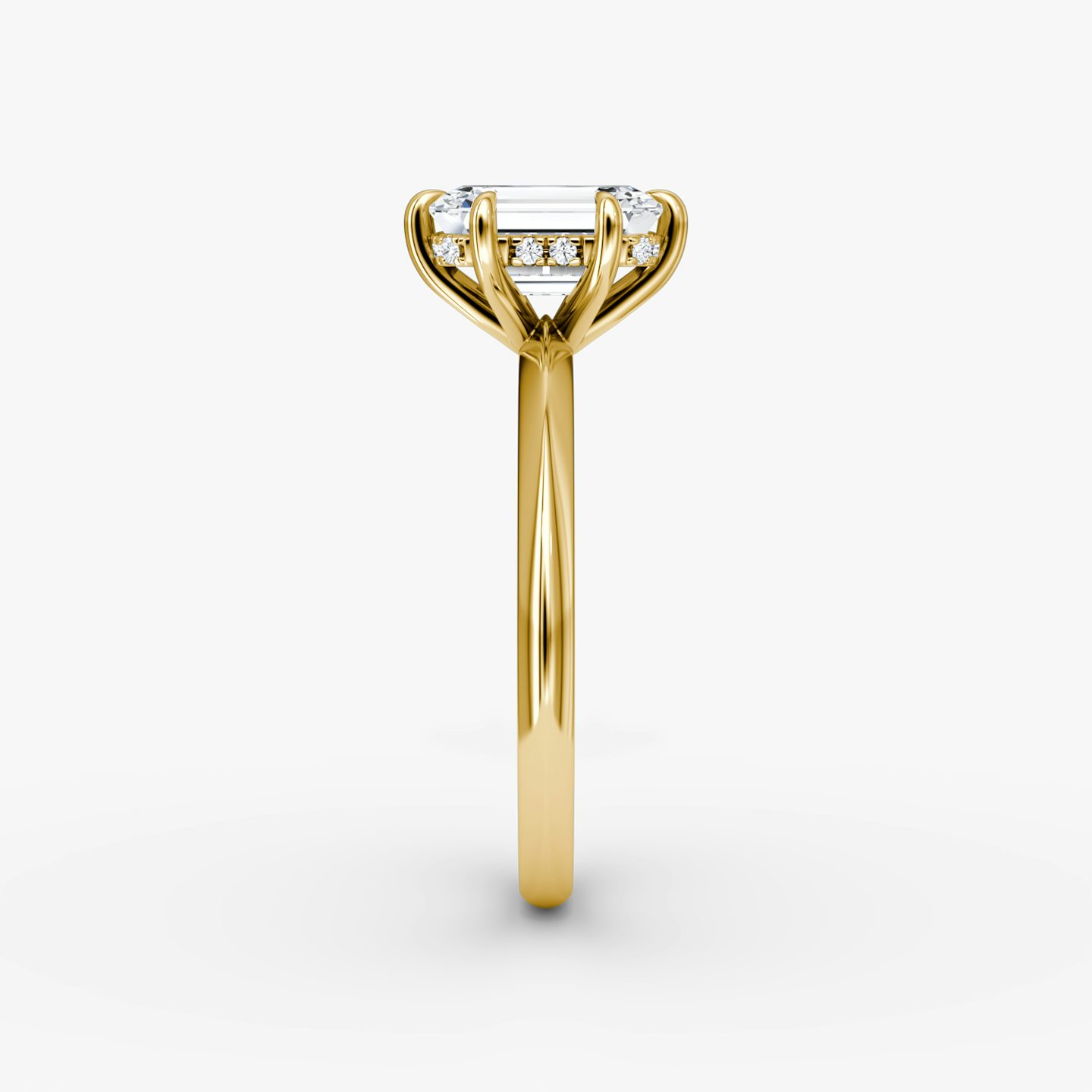 The Knife-Edge | Emerald | 18k | Yellow Gold | bandAccent: Plain | hiddenHalo: yes | diamondOrientation: vertical | caratWeight: other