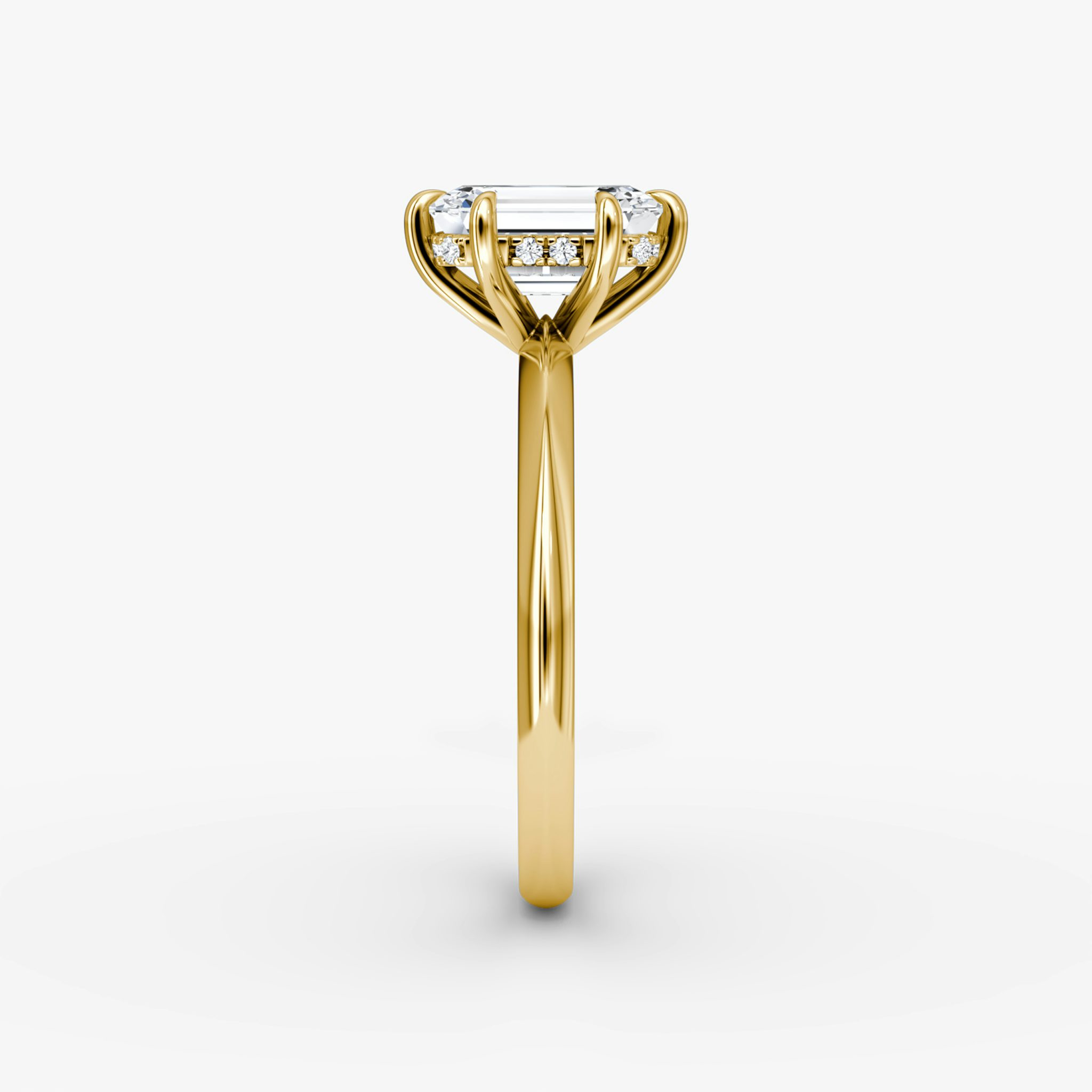 The Knife-Edge | Emerald | 18k | Yellow Gold | bandAccent: Plain | hiddenHalo: yes | diamondOrientation: vertical | caratWeight: other