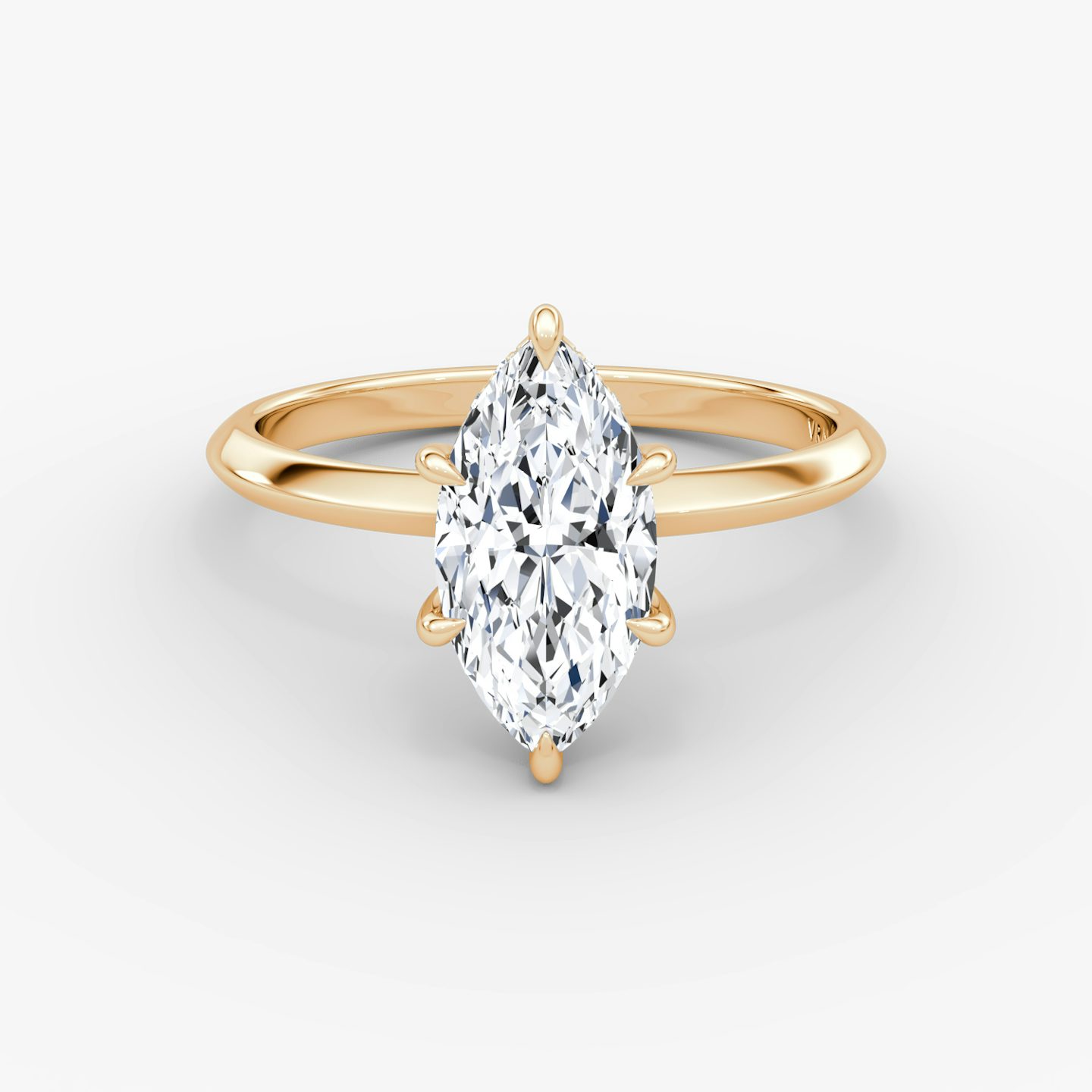 The Knife-Edge | Marquise | 14k | Rose Gold | bandAccent: Plain | hiddenHalo: yes | diamondOrientation: vertical | caratWeight: other