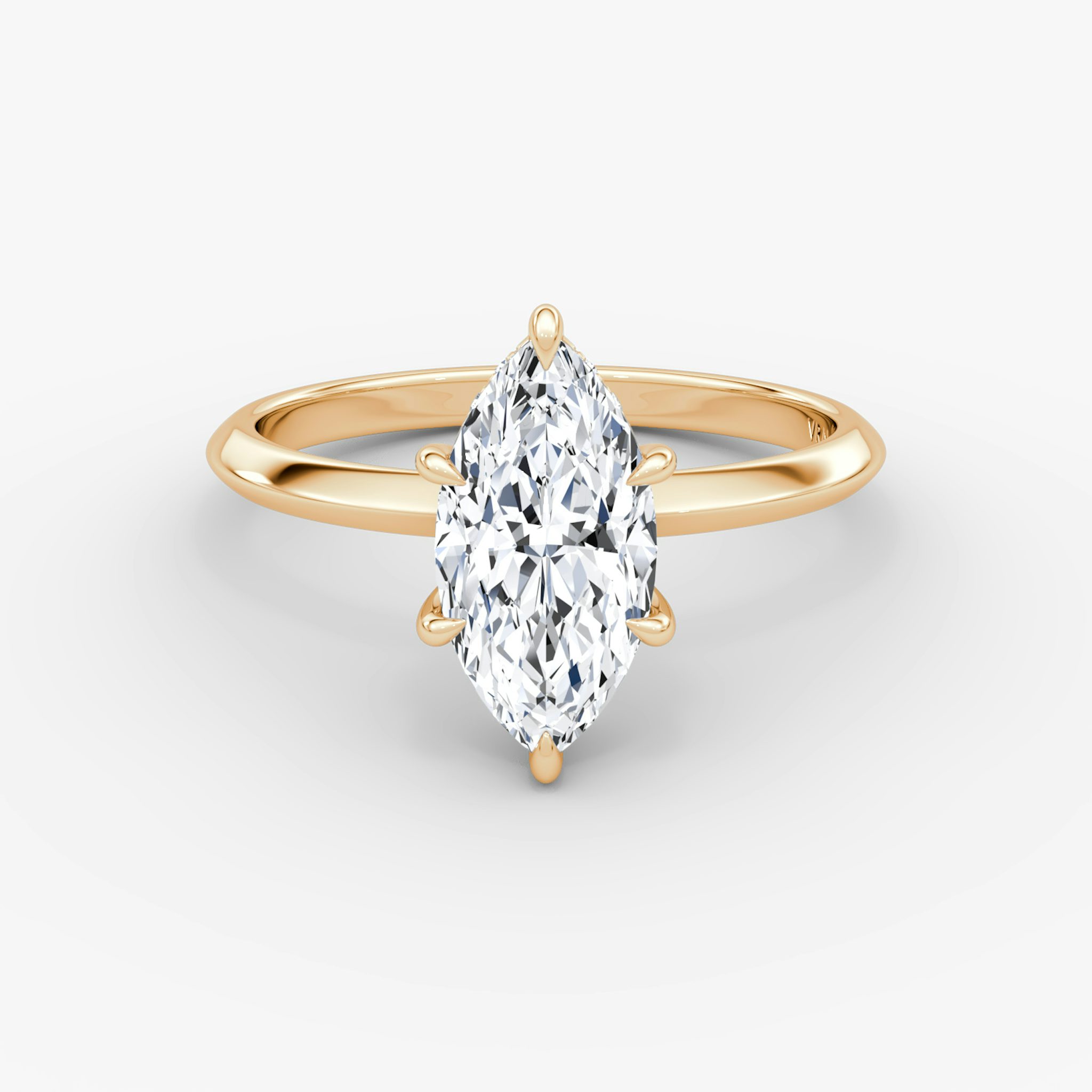 The Knife-Edge | Marquise | 14k | Rose Gold | bandAccent: Plain | hiddenHalo: yes | diamondOrientation: vertical | caratWeight: other