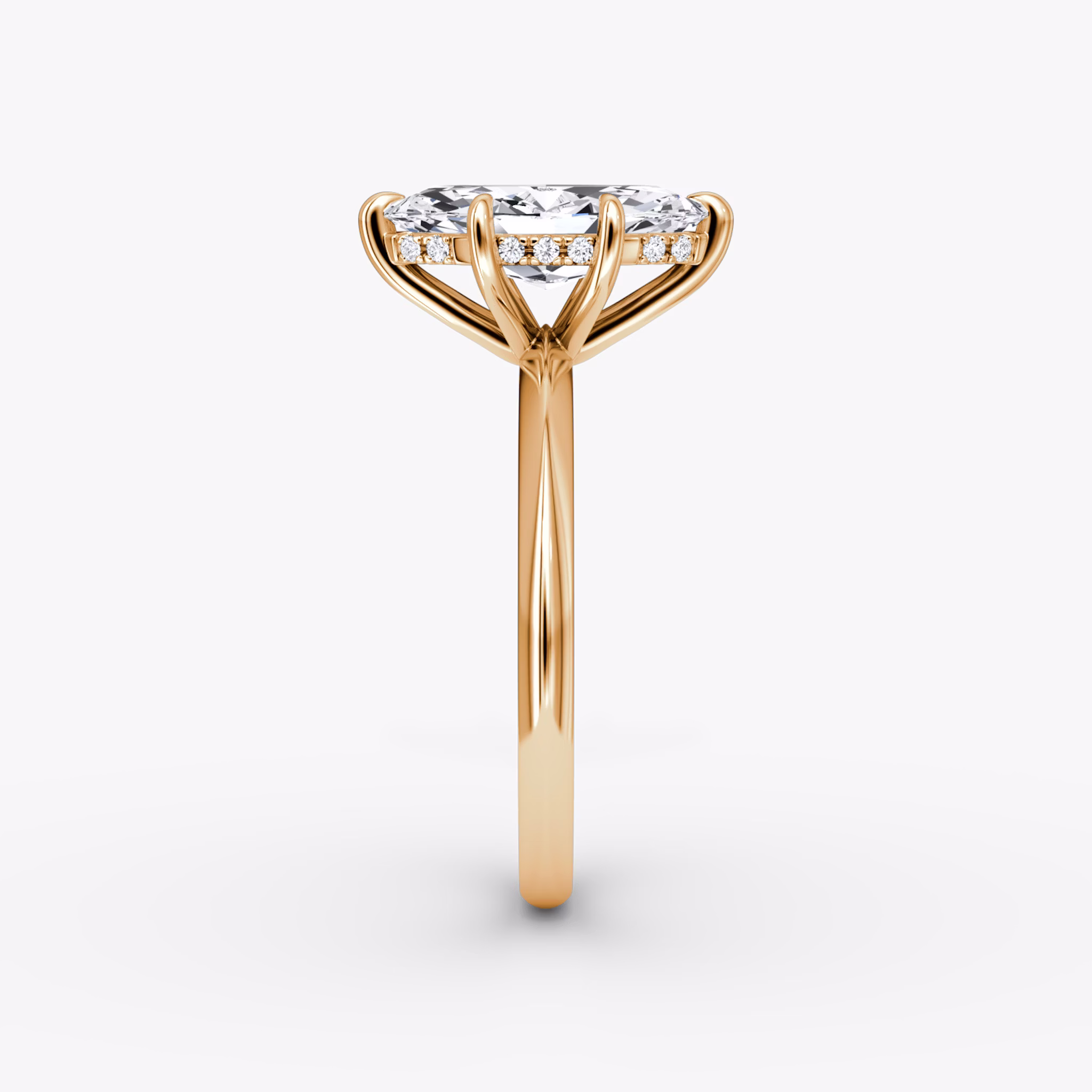 The Knife-Edge | Marquise | 14k | Rose Gold | bandAccent: Plain | hiddenHalo: yes | diamondOrientation: vertical | caratWeight: other