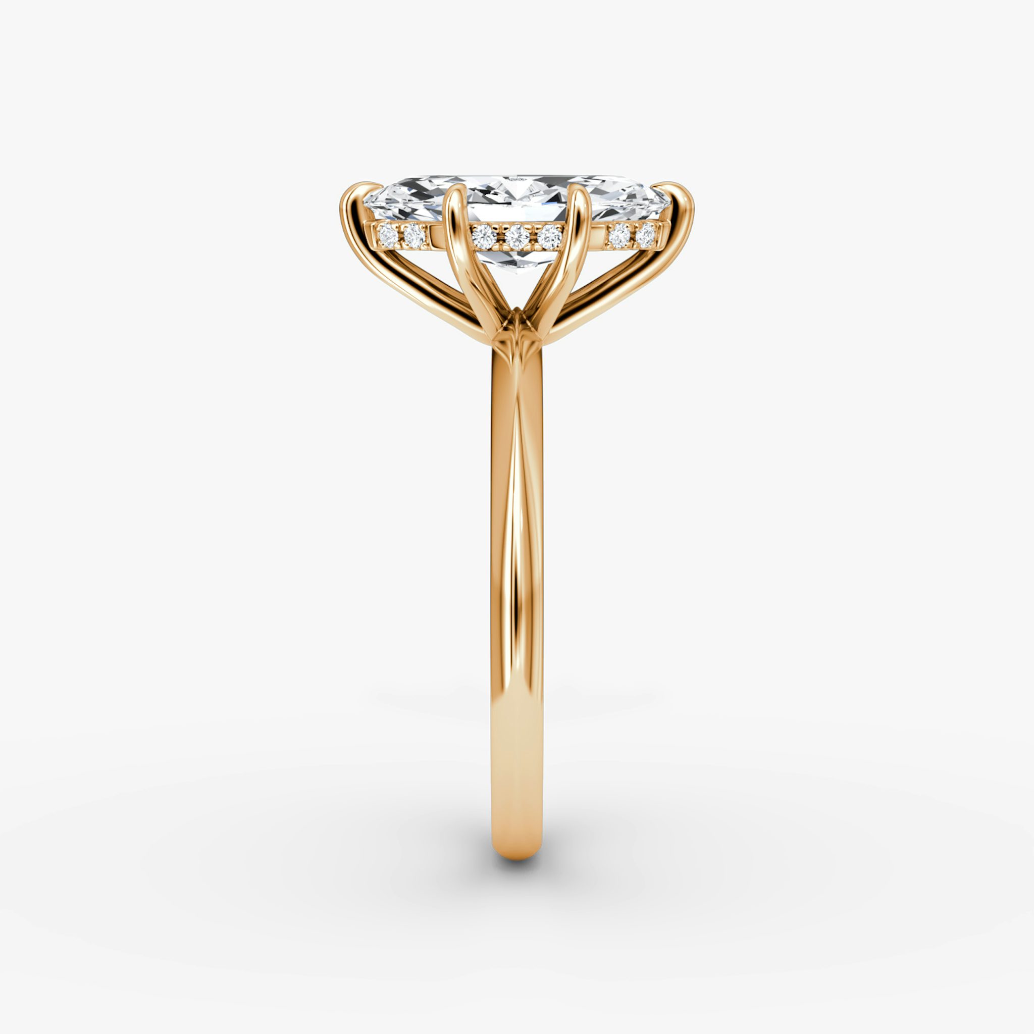 The Knife-Edge | Marquise | 14k | Rose Gold | bandAccent: Plain | hiddenHalo: yes | diamondOrientation: vertical | caratWeight: other