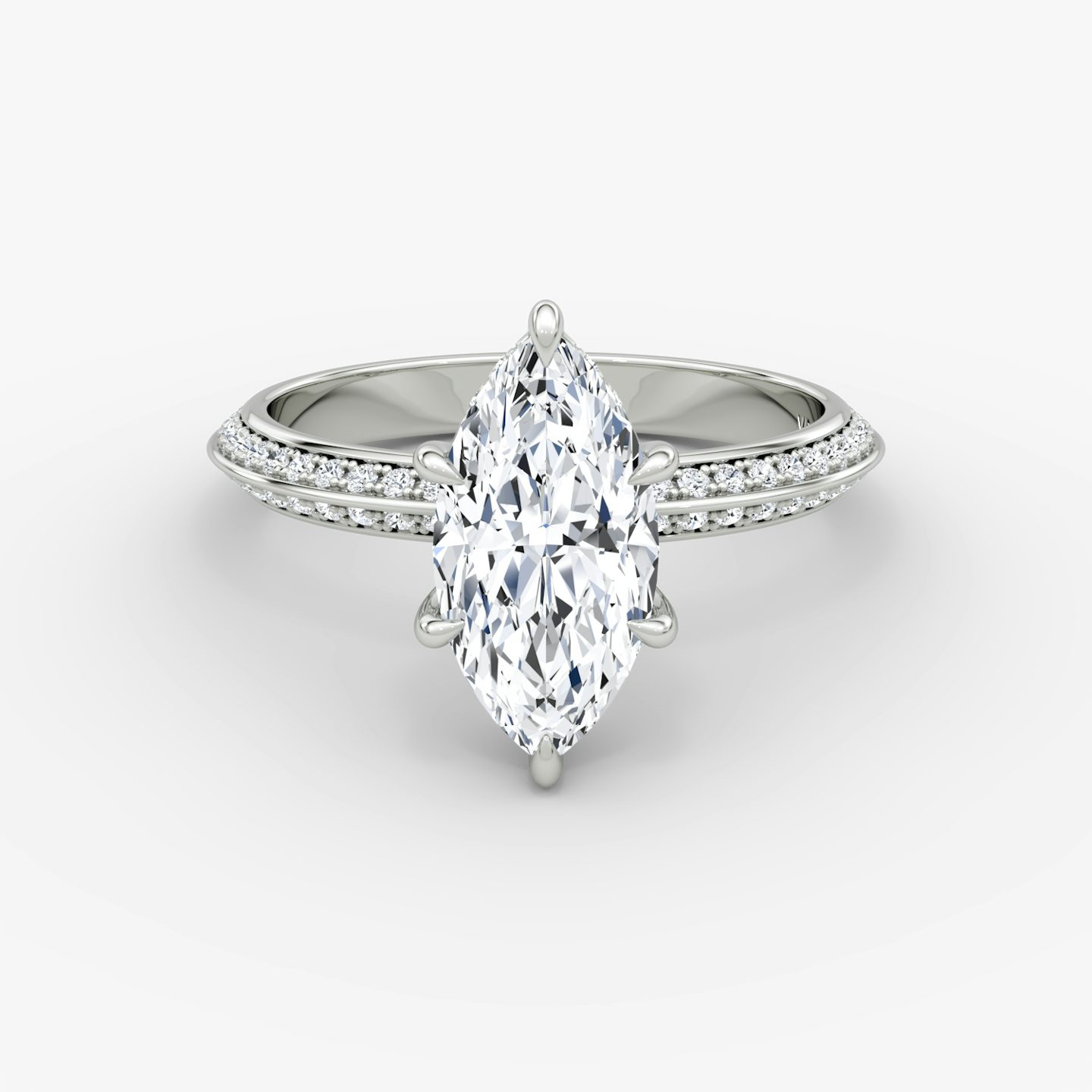 The Knife-Edge | Marquise | 18k | White Gold | bandAccent: Pavé | hiddenHalo: yes | diamondOrientation: vertical | caratWeight: other