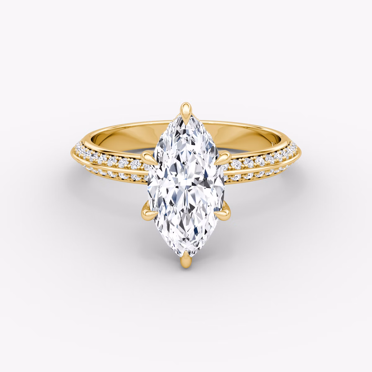 Knife-Edge | Marquise | 18k | Gelbgold | bandAccent: Mit Pavé-Besatz | hiddenHalo: yes | diamondOrientation: vertical | caratWeight: other
