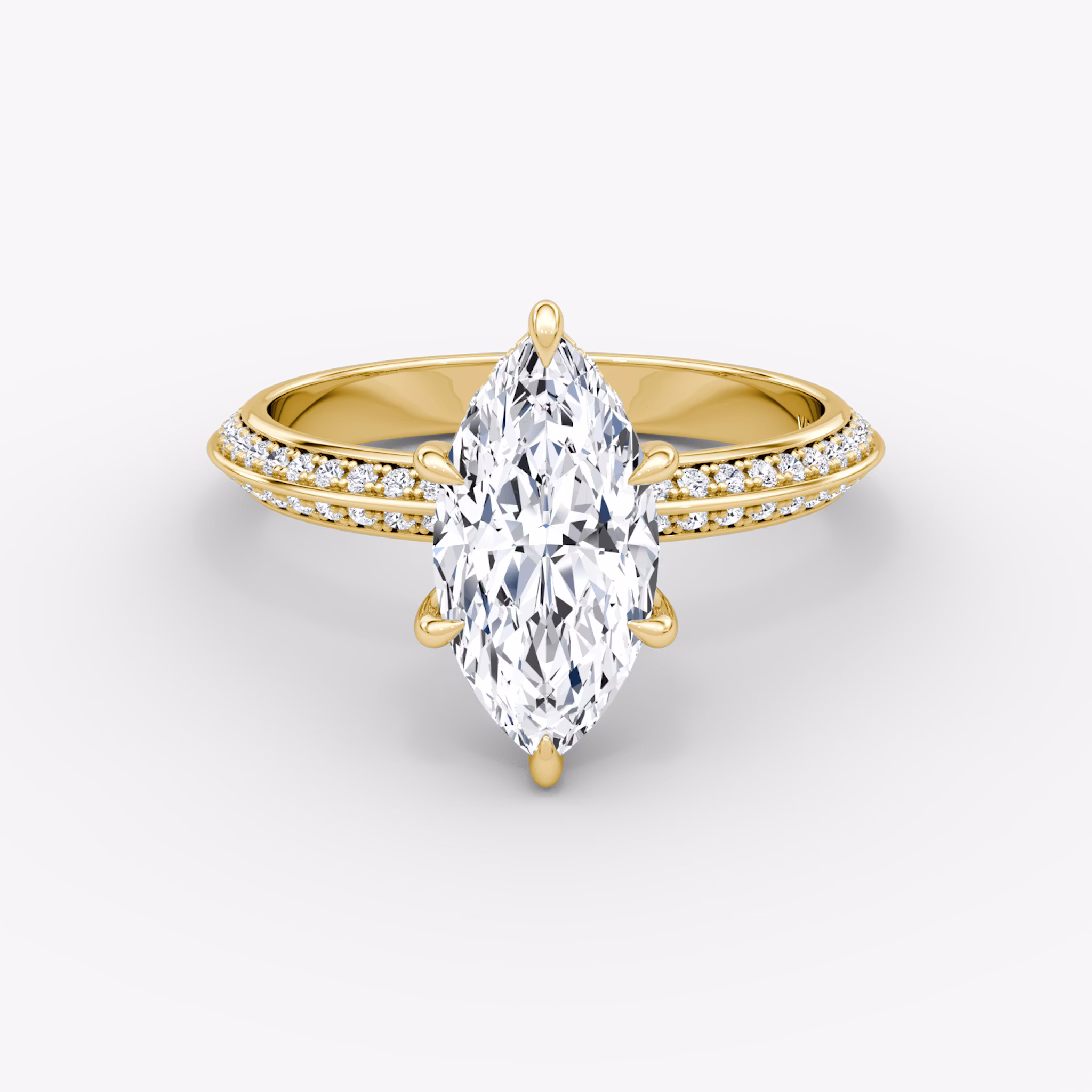 The Knife-Edge | Marquise | 18k | Yellow Gold | bandAccent: Pavé | hiddenHalo: yes | diamondOrientation: vertical | caratWeight: other