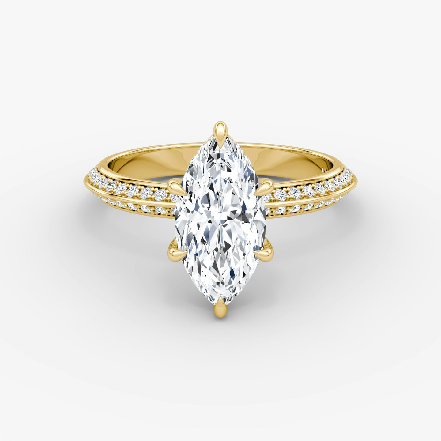 The Knife-Edge | Marquise | 18k | Yellow Gold | bandAccent: Pavé | hiddenHalo: yes | diamondOrientation: vertical | caratWeight: other