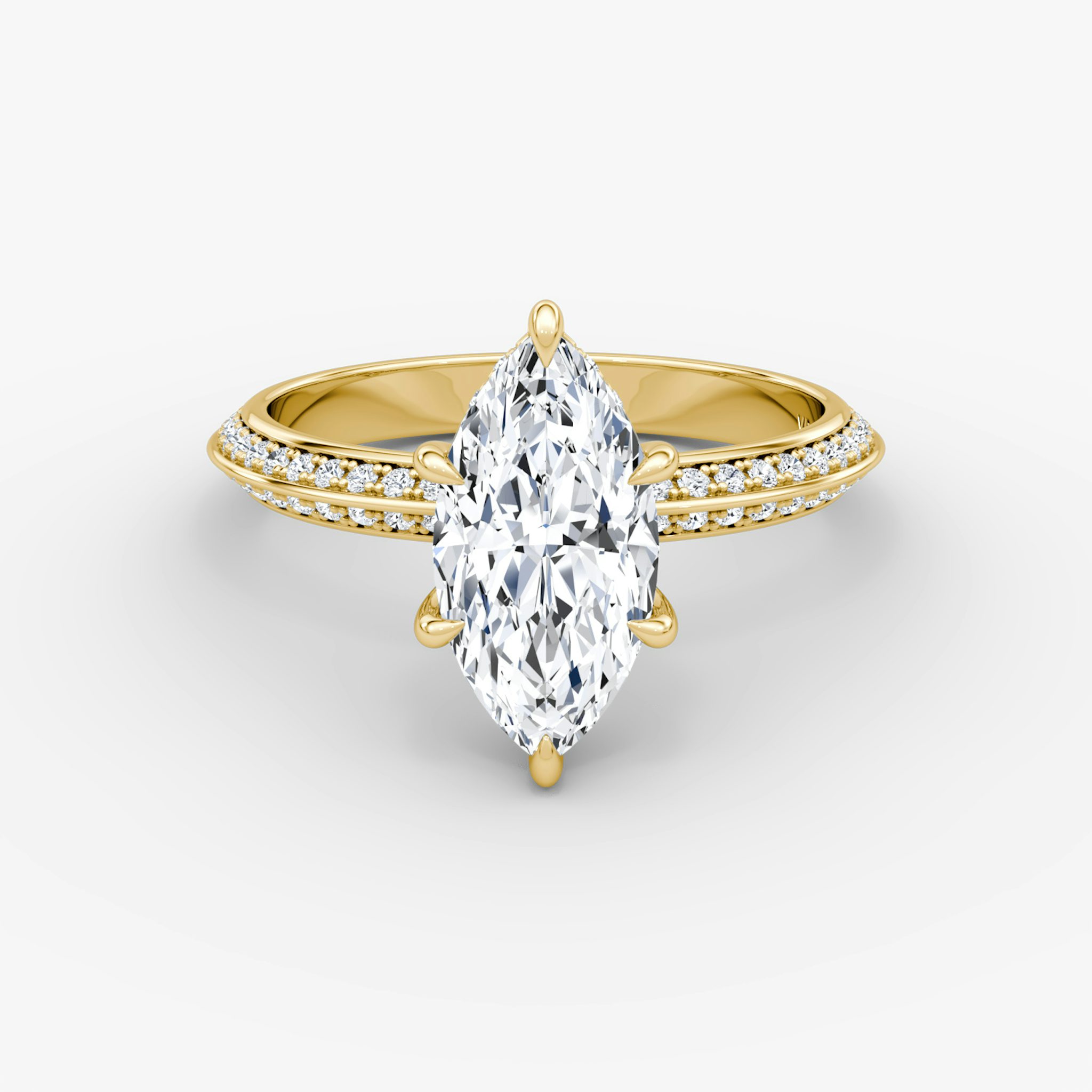 The Knife-Edge | Marquise | 18k | Yellow Gold | bandAccent: Pavé | hiddenHalo: yes | diamondOrientation: vertical | caratWeight: other