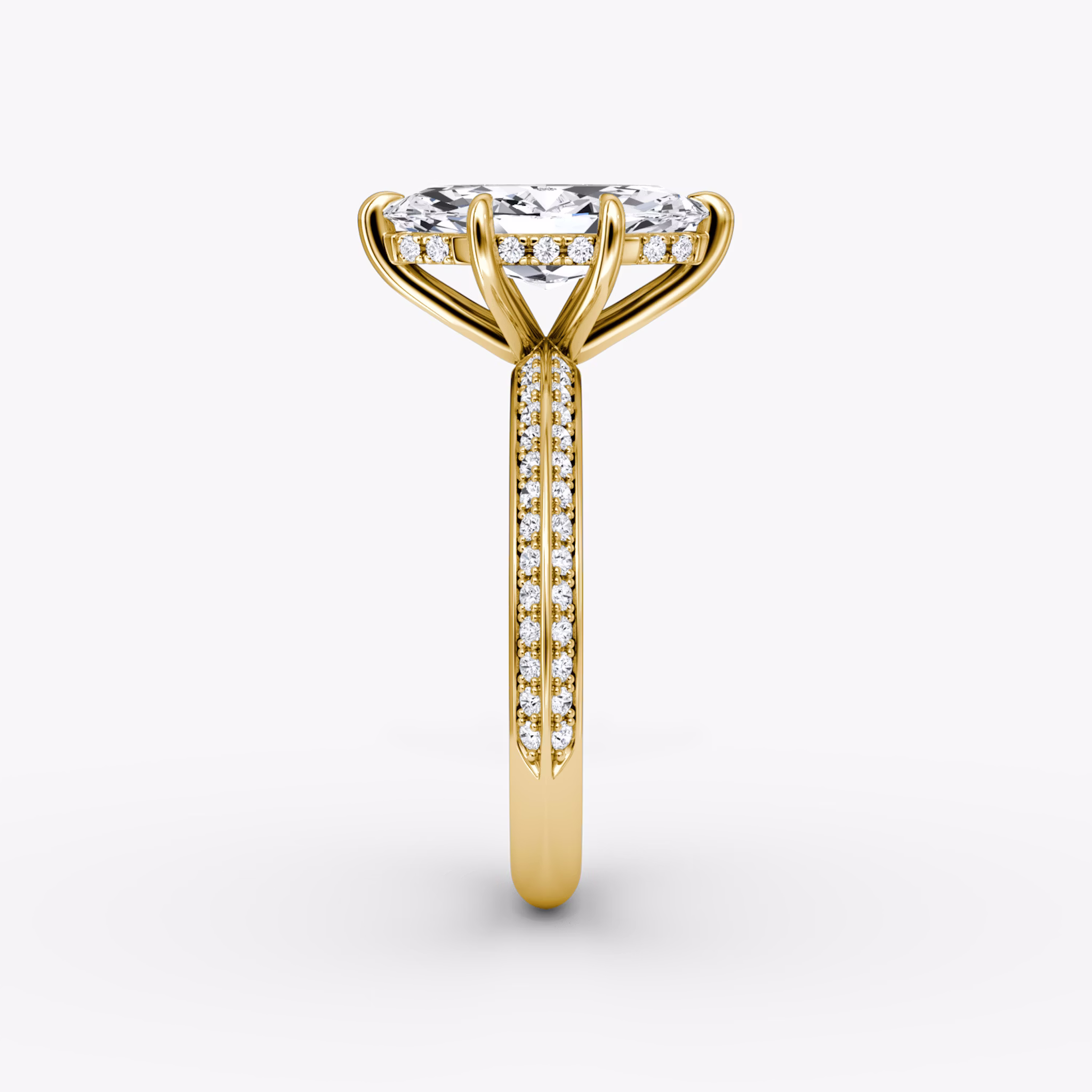 The Knife-Edge | Marquise | 18k | Yellow Gold | bandAccent: Pavé | hiddenHalo: yes | diamondOrientation: vertical | caratWeight: other