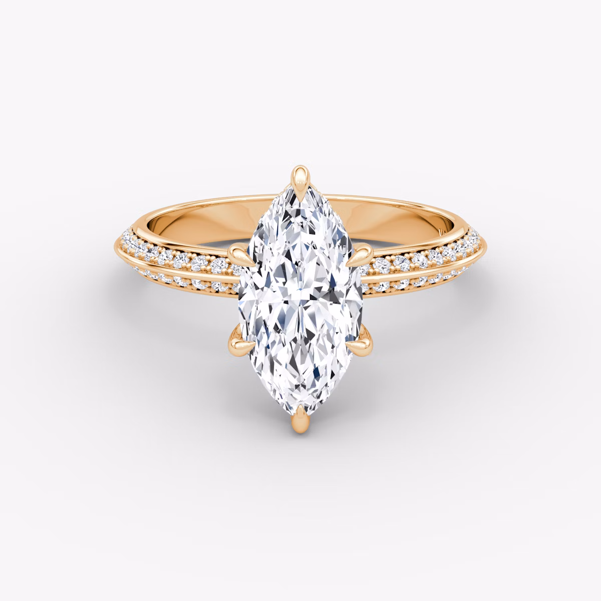 The Knife-Edge | Marquise | 14k | Rose Gold | bandAccent: Pavé | hiddenHalo: yes | diamondOrientation: vertical | caratWeight: other