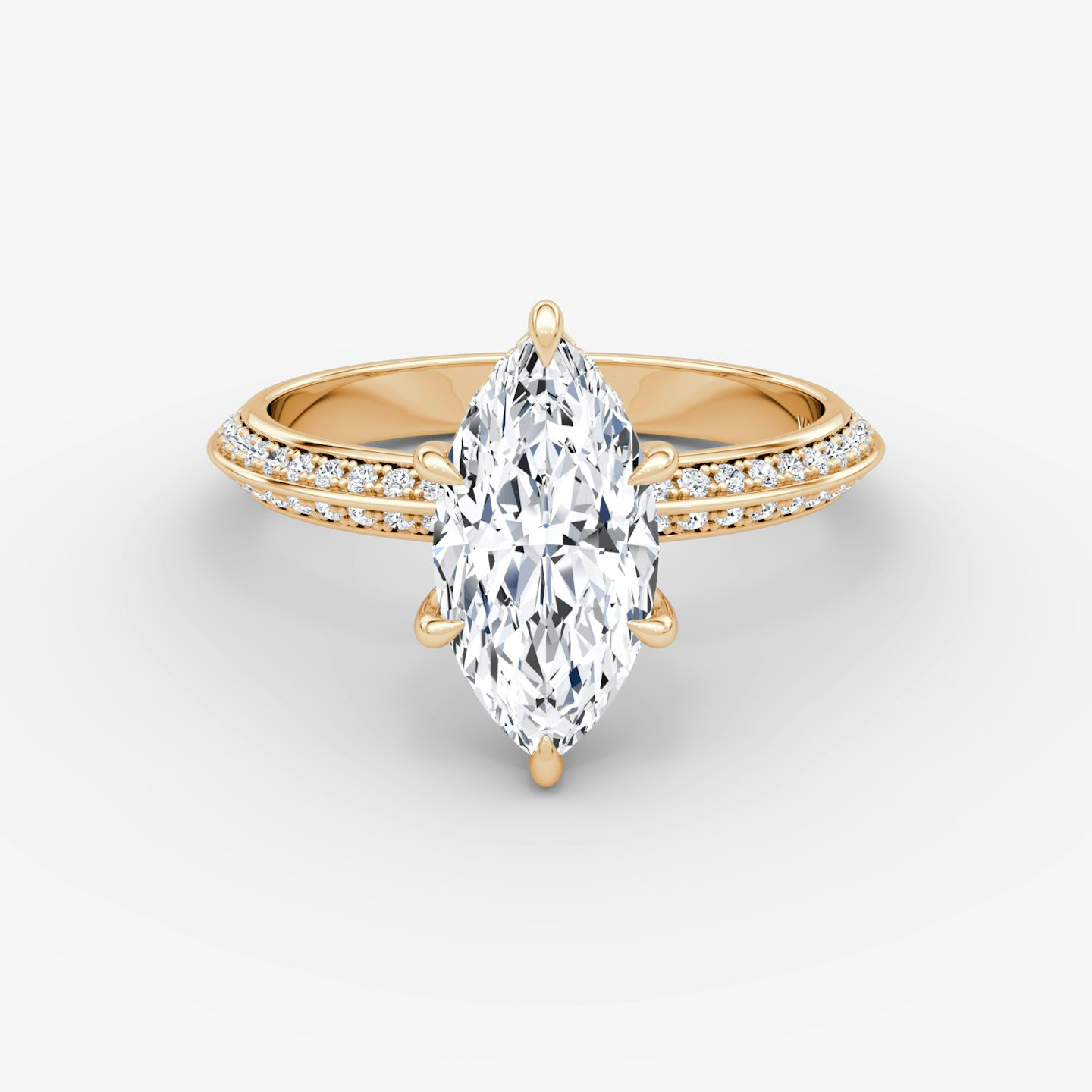 The Knife-Edge | Marquise | 14k | Rose Gold | bandAccent: Pavé | hiddenHalo: yes | diamondOrientation: vertical | caratWeight: other