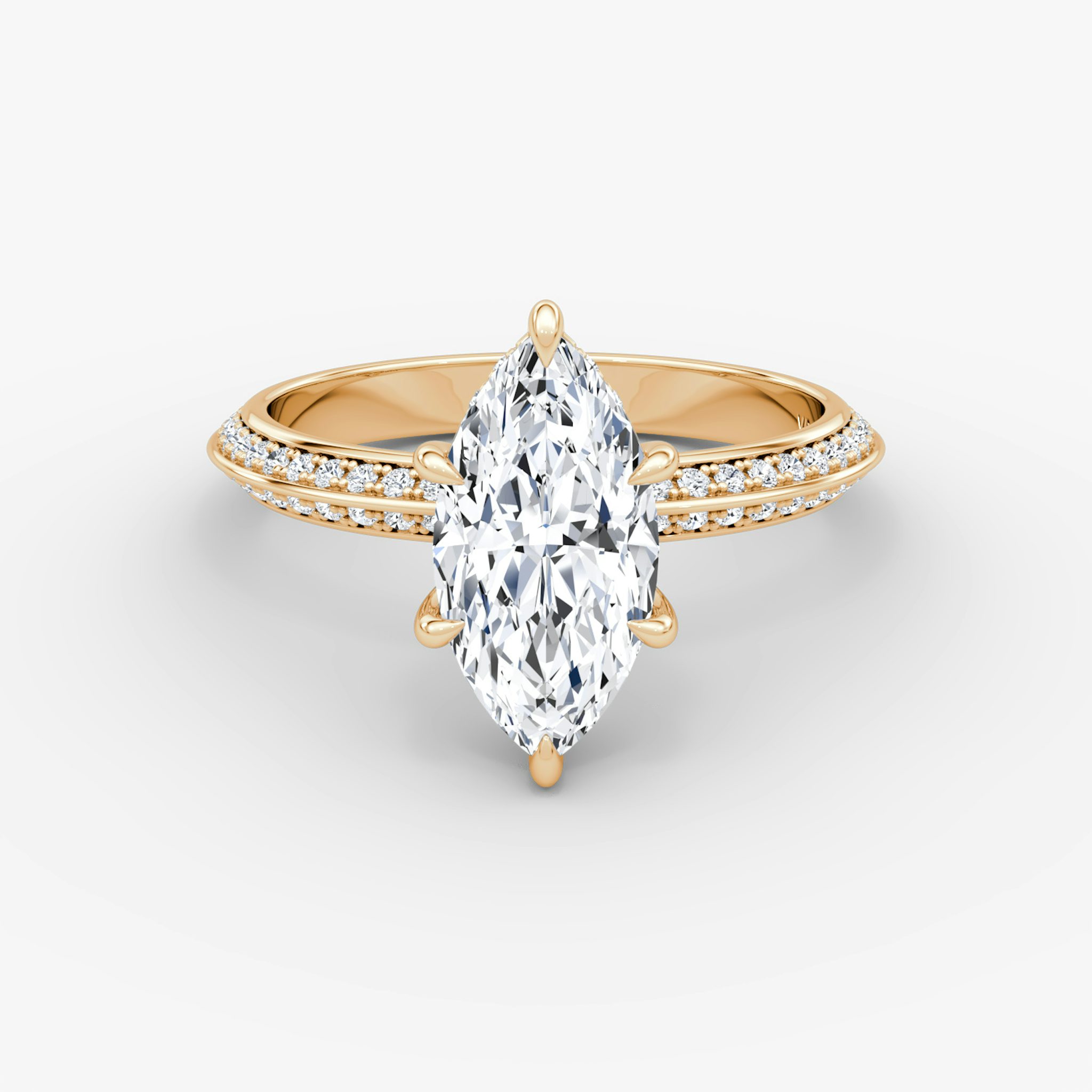 The Knife-Edge | Marquise | 14k | Rose Gold | bandAccent: Pavé | hiddenHalo: yes | diamondOrientation: vertical | caratWeight: other