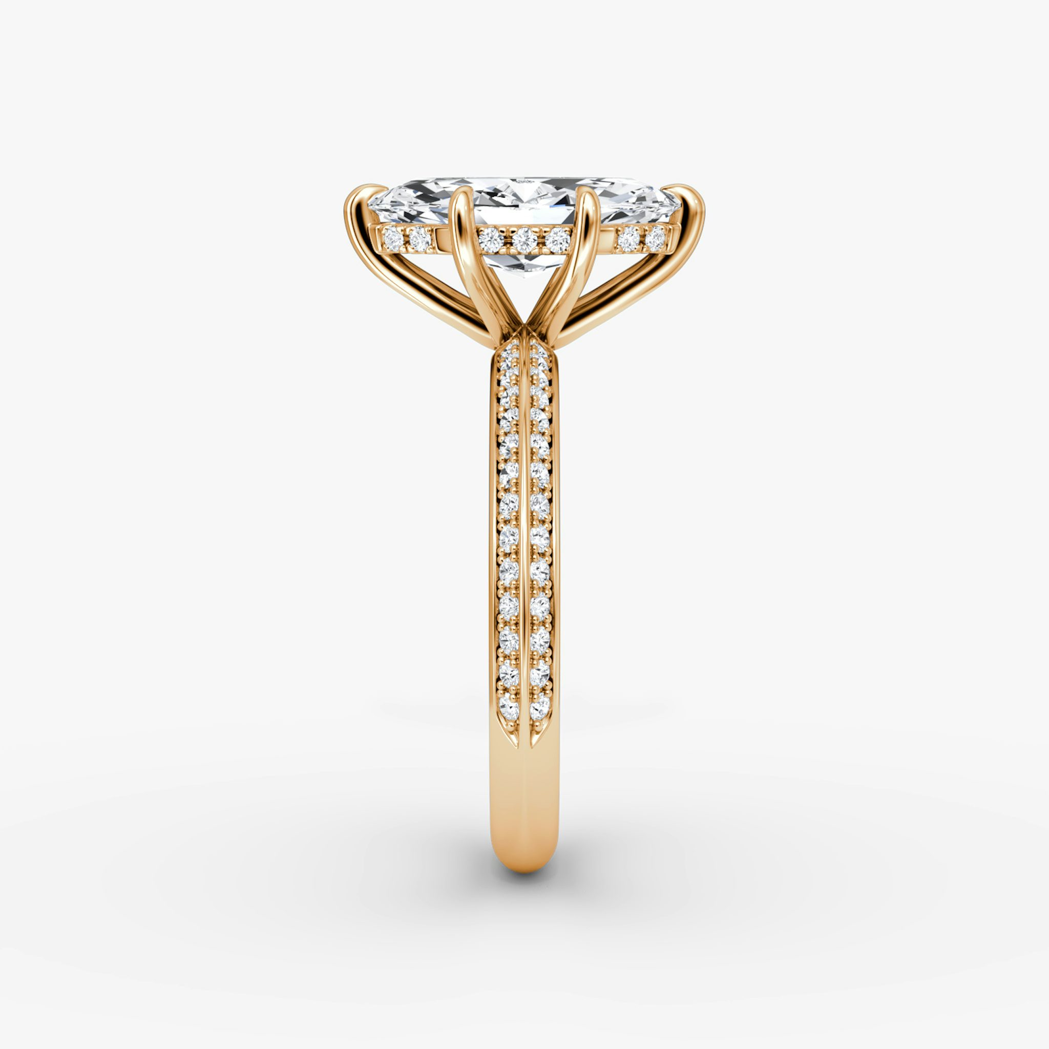 The Knife-Edge | Marquise | 14k | Rose Gold | bandAccent: Pavé | hiddenHalo: yes | diamondOrientation: vertical | caratWeight: other
