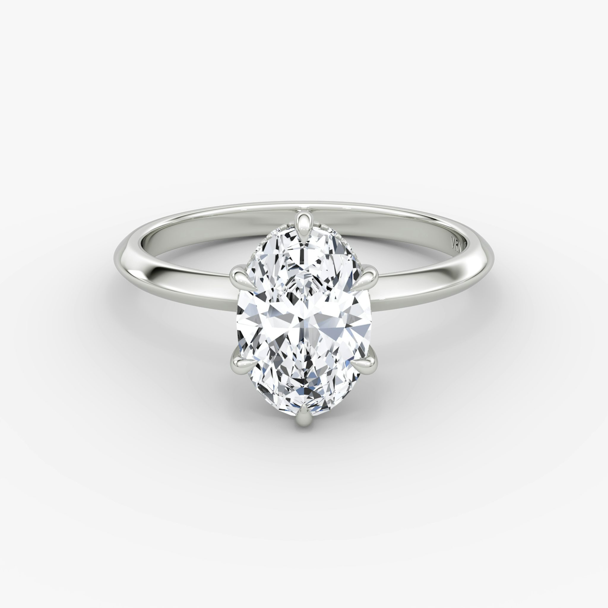 The Knife-Edge | Oval | 18k | White Gold | bandAccent: Plain | hiddenHalo: yes | diamondOrientation: vertical | caratWeight: other