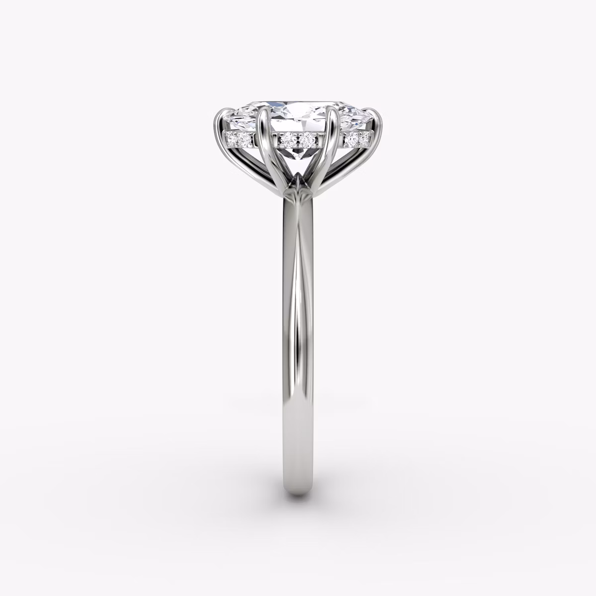 The Knife-Edge | Oval | Platinum | bandAccent: Plain | hiddenHalo: yes | diamondOrientation: vertical | caratWeight: other