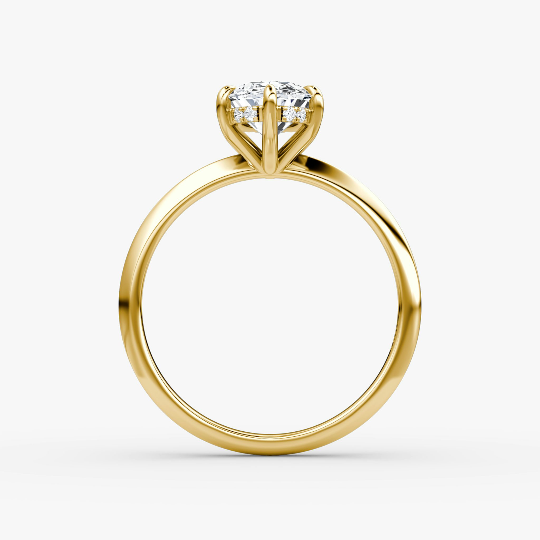 The Knife-Edge | Oval | 18k | Yellow Gold | bandAccent: Plain | hiddenHalo: yes | diamondOrientation: vertical | caratWeight: other