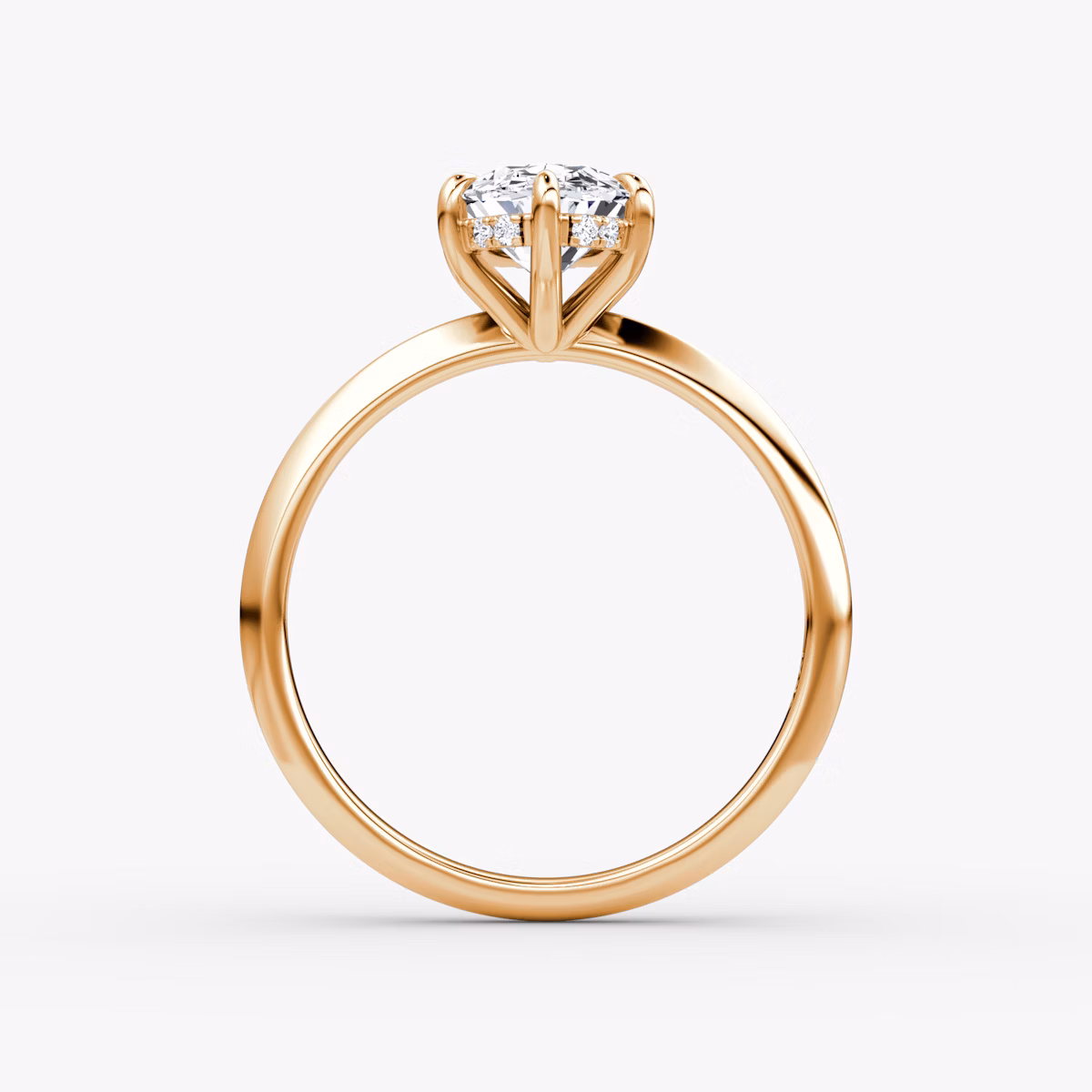 The Knife-Edge | Oval | 14k | Rose Gold | bandAccent: Plain | hiddenHalo: yes | diamondOrientation: vertical | caratWeight: other