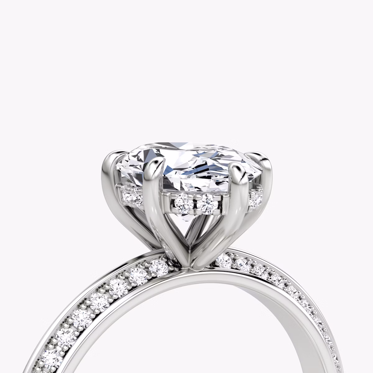 The Knife-Edge | Oval | Platinum | bandAccent: Pavé | hiddenHalo: yes | diamondOrientation: vertical | caratWeight: other