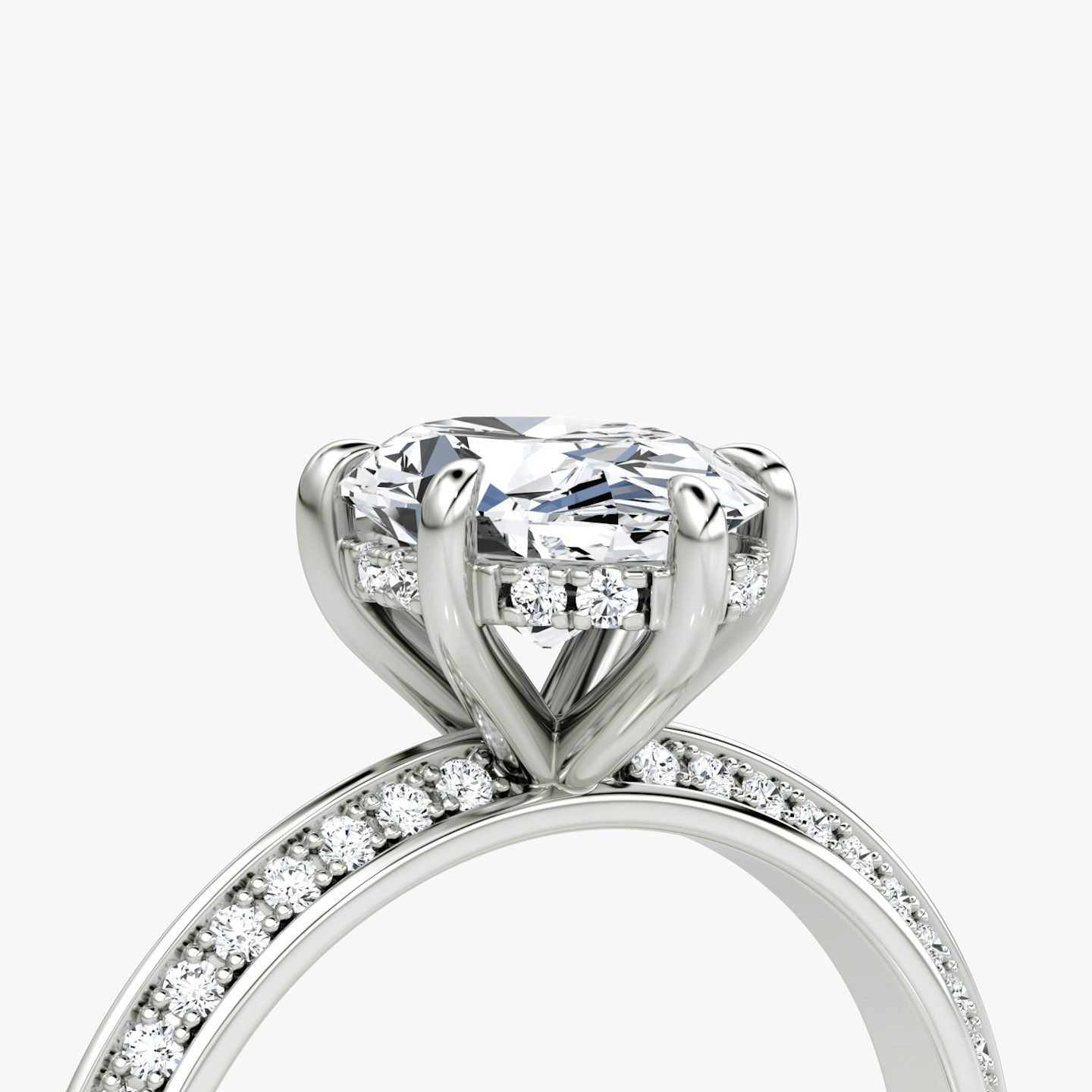 The Knife-Edge | Oval | 18k | White Gold | bandAccent: Pavé | hiddenHalo: yes | diamondOrientation: vertical | caratWeight: other