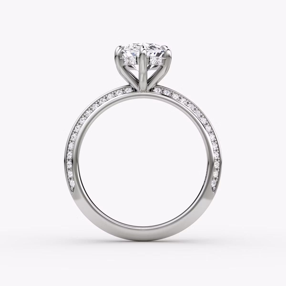 The Knife-Edge | Oval | Platinum | bandAccent: Pavé | hiddenHalo: yes | diamondOrientation: vertical | caratWeight: other