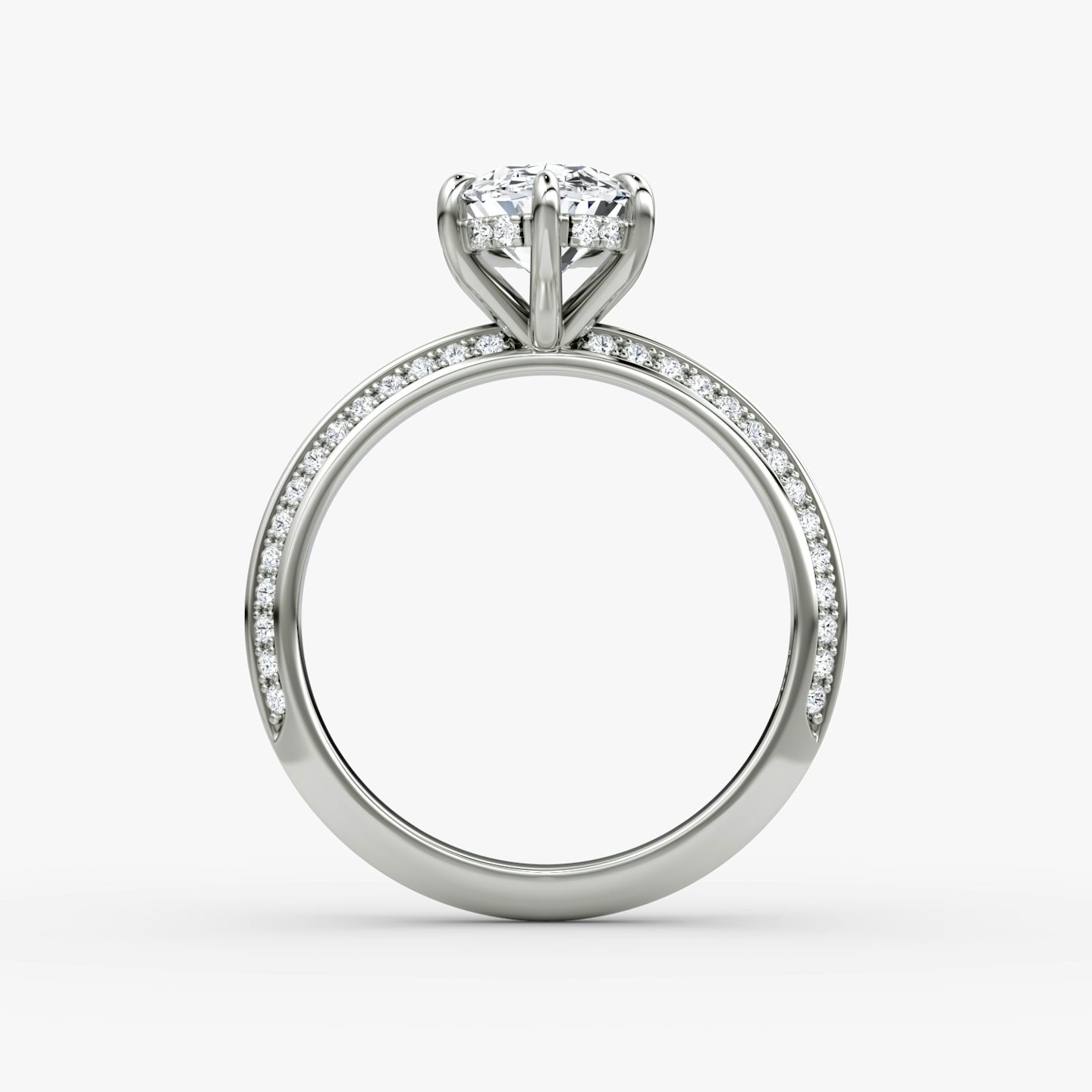 The Knife-Edge | Oval | 18k | White Gold | bandAccent: Pavé | hiddenHalo: yes | diamondOrientation: vertical | caratWeight: other