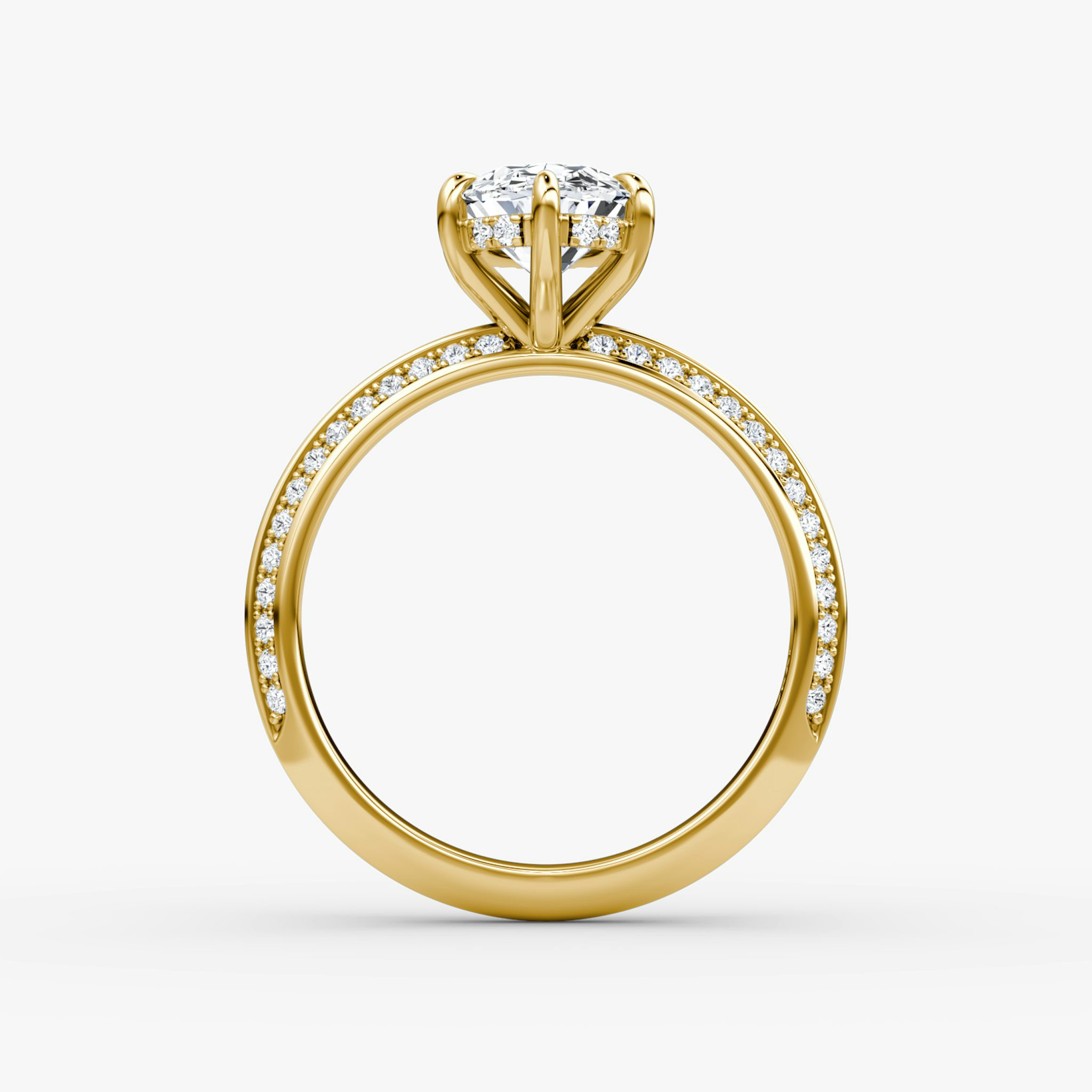 The Knife-Edge | Oval | 18k | Yellow Gold | bandAccent: Pavé | hiddenHalo: yes | diamondOrientation: vertical | caratWeight: other