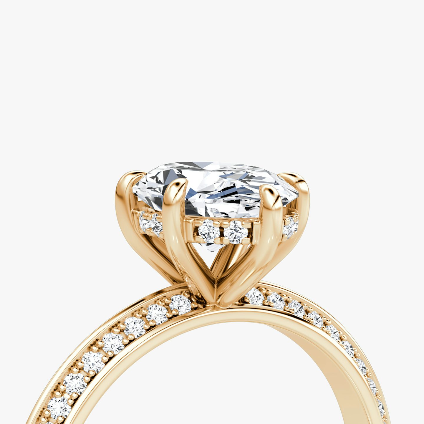 The Knife-Edge | Oval | 14k | Rose Gold | bandAccent: Pavé | hiddenHalo: yes | diamondOrientation: vertical | caratWeight: other