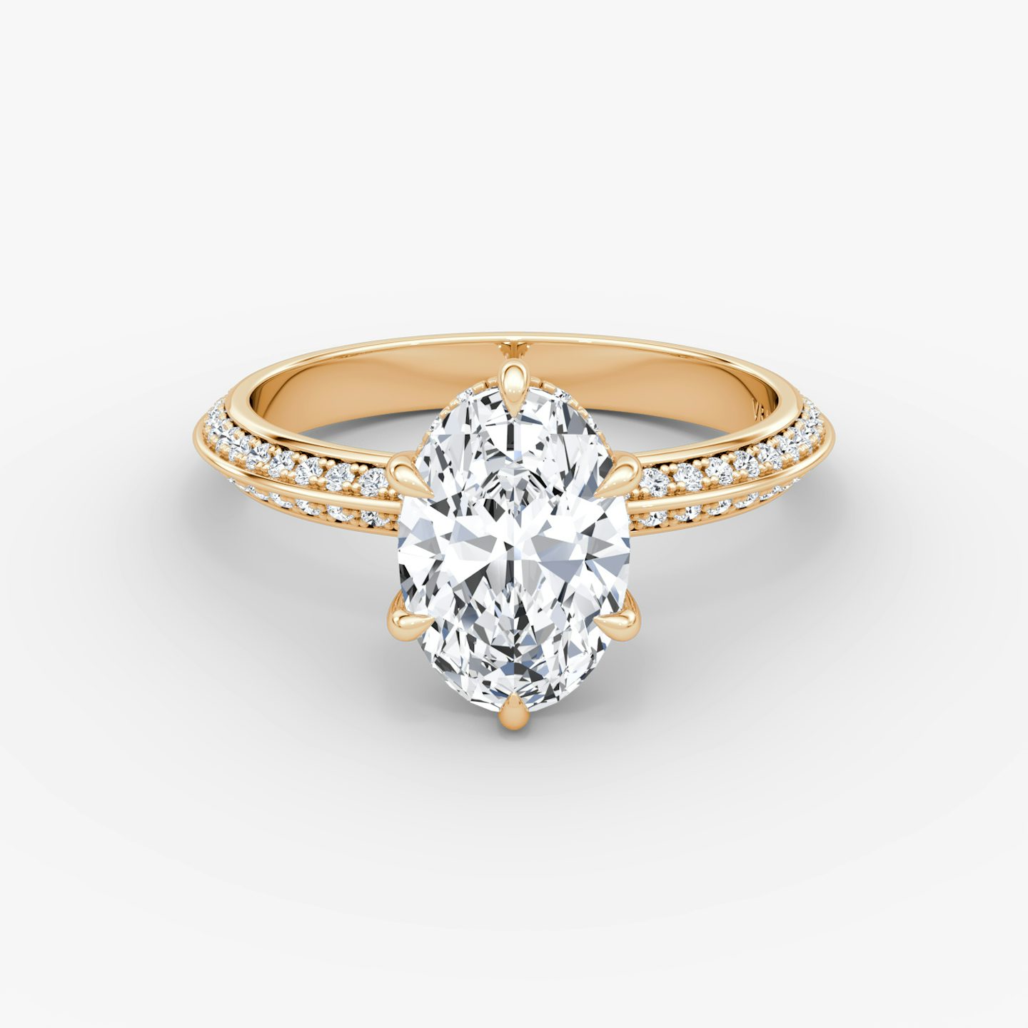The Knife-Edge | Oval | 14k | Rose Gold | bandAccent: Pavé | hiddenHalo: yes | diamondOrientation: vertical | caratWeight: other