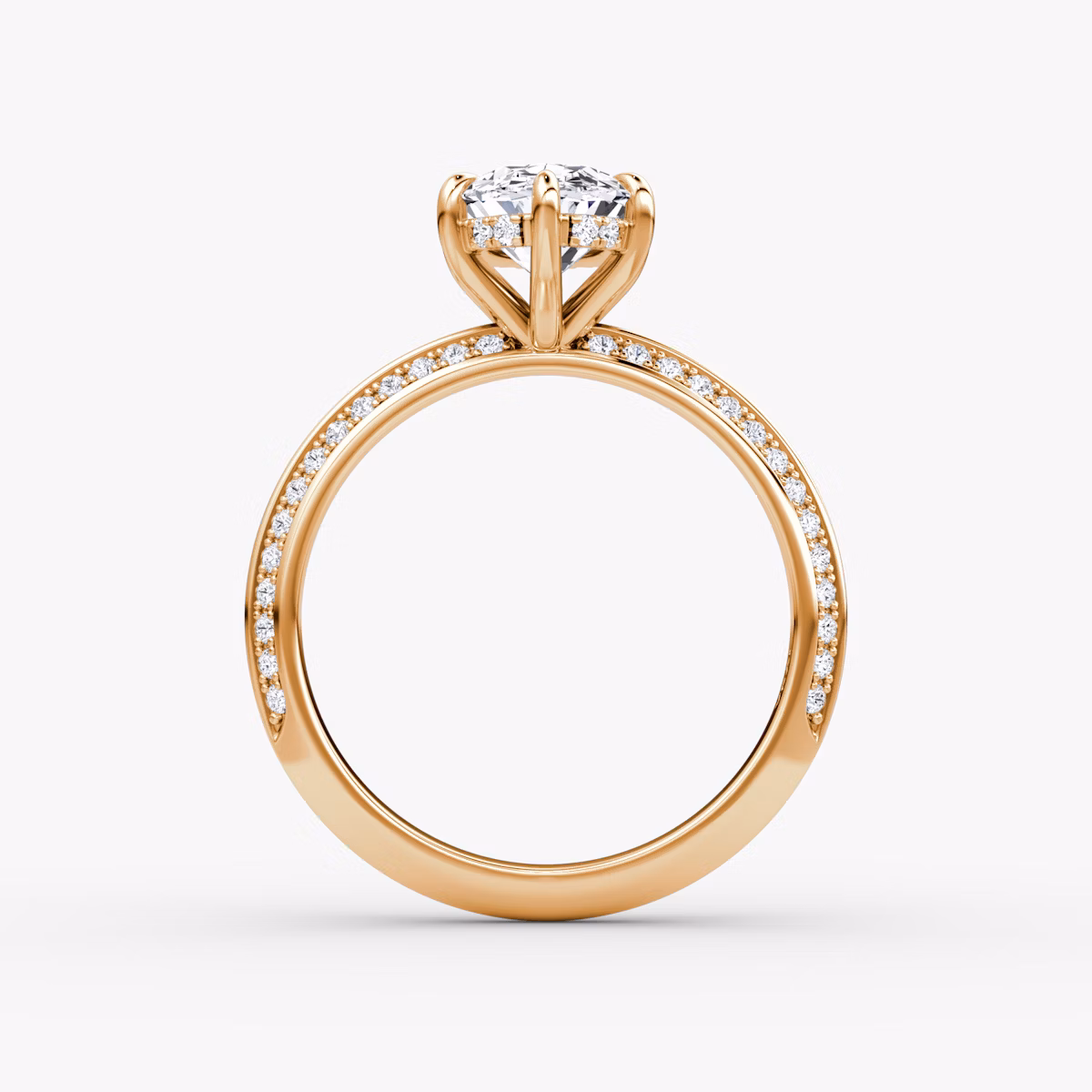 The Knife-Edge | Oval | 14k | Rose Gold | bandAccent: Pavé | hiddenHalo: yes | diamondOrientation: vertical | caratWeight: other
